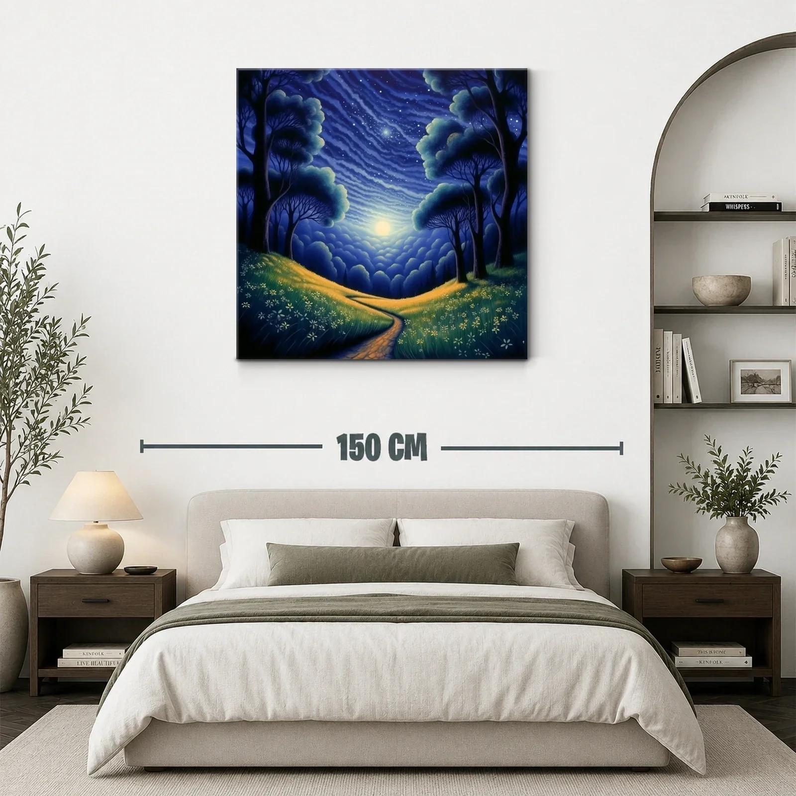 Paisaje nocturno con sendero y cielo estrellado — miniatura 3