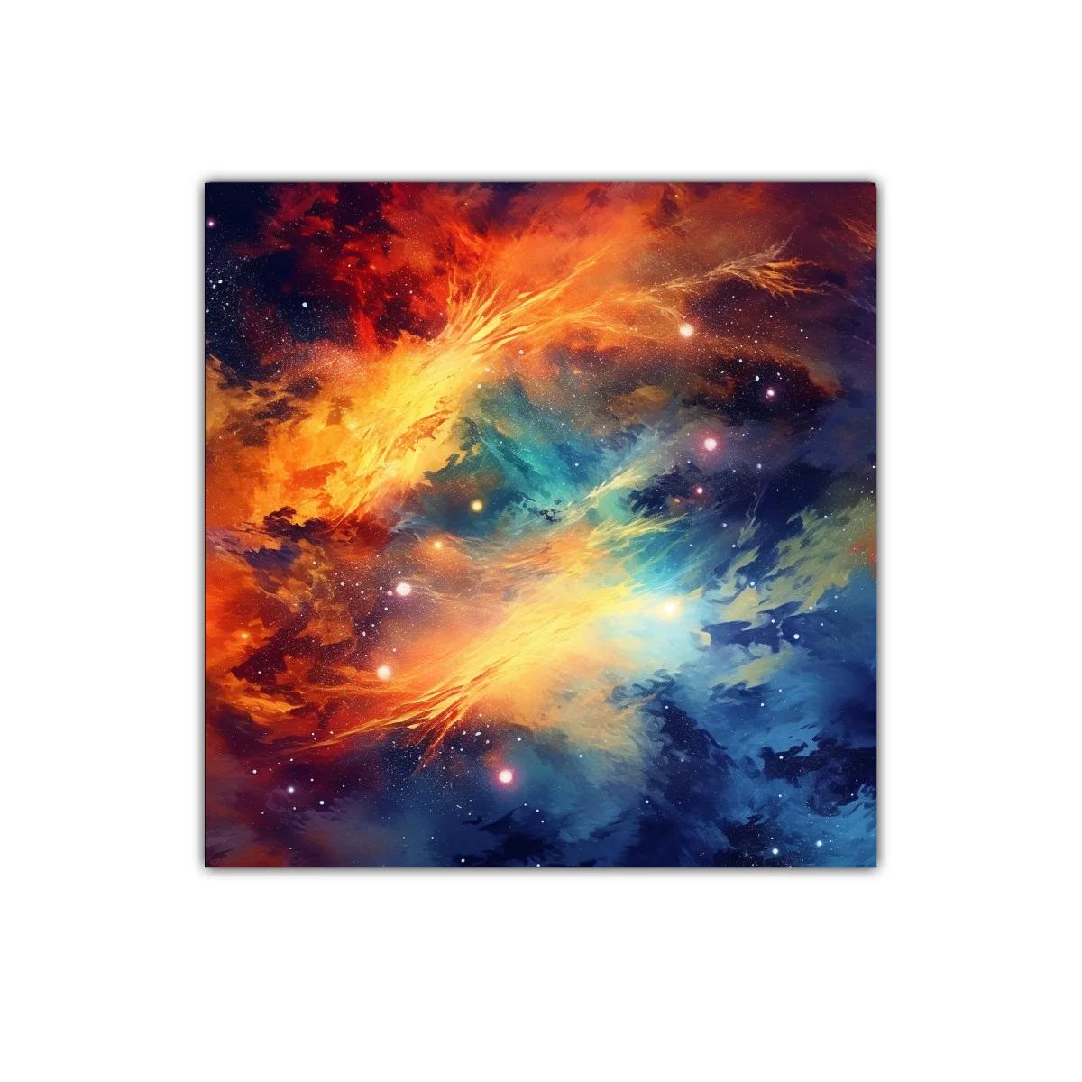 Cuadro abstracto con explosión cósmica de colores vibrantes — miniatura 1