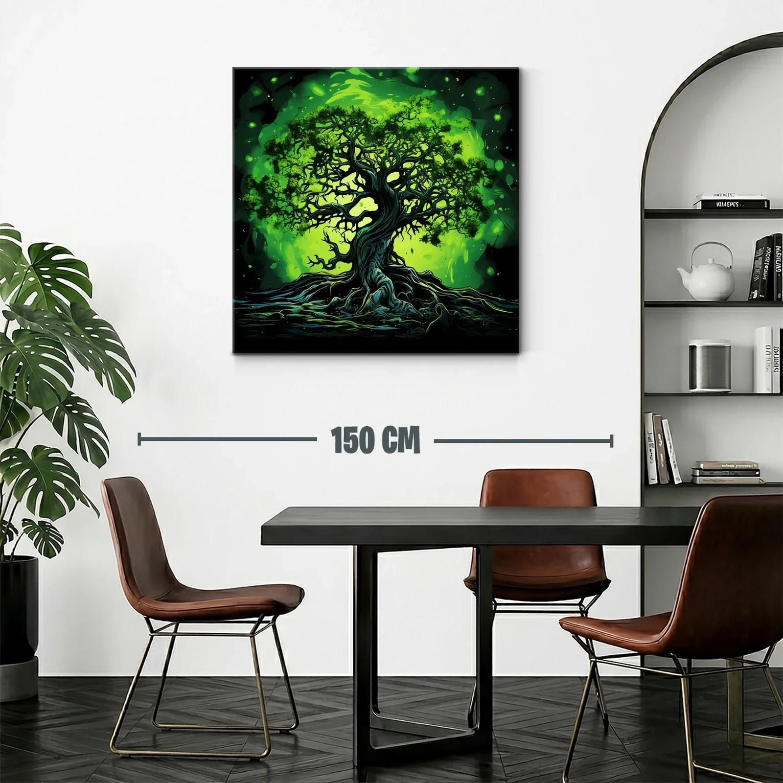 Árbol místico iluminado en tonos verdes vibrantes — miniatura 2