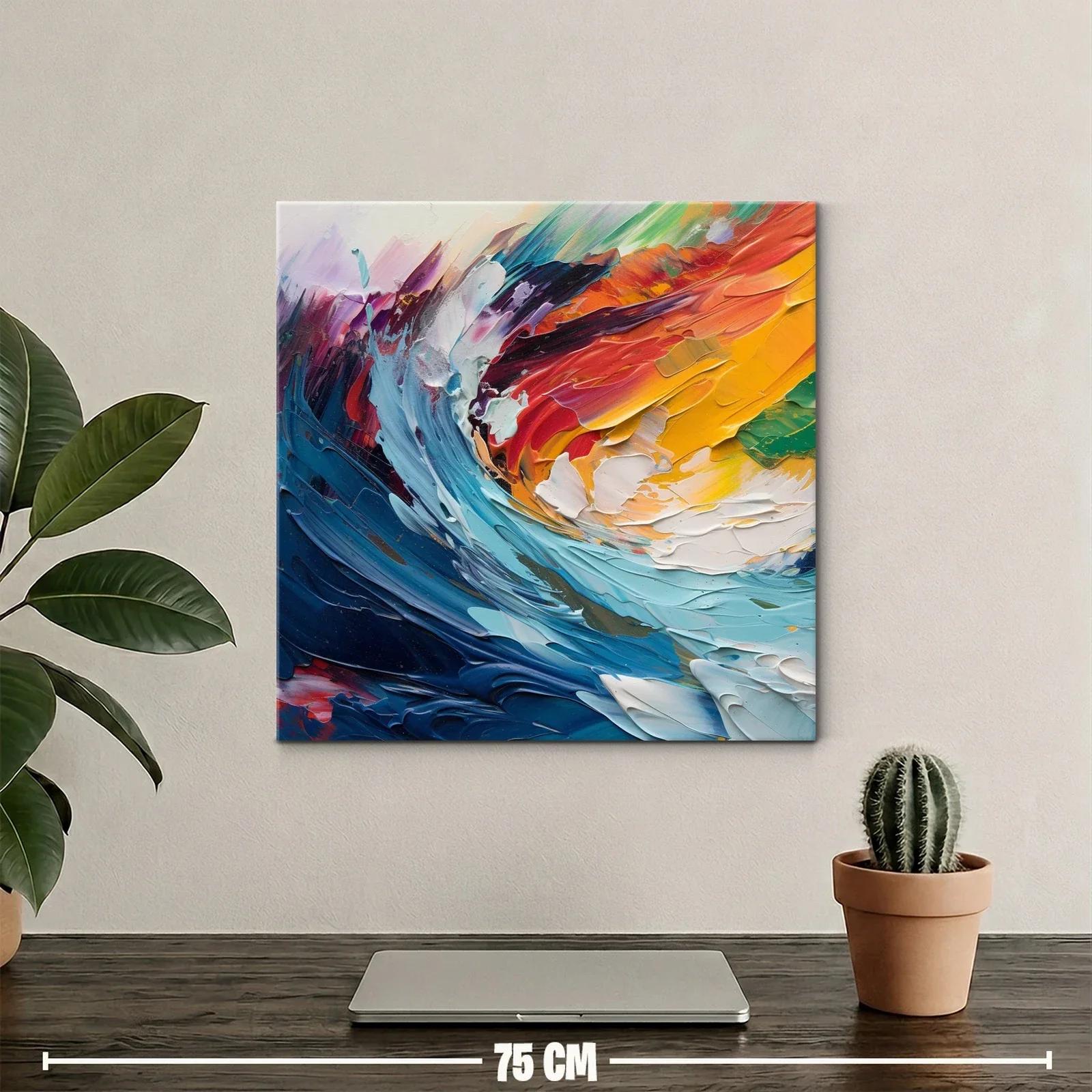 Cuadro abstracto en vibrantes tonos cálidos y fríos — miniatura 2