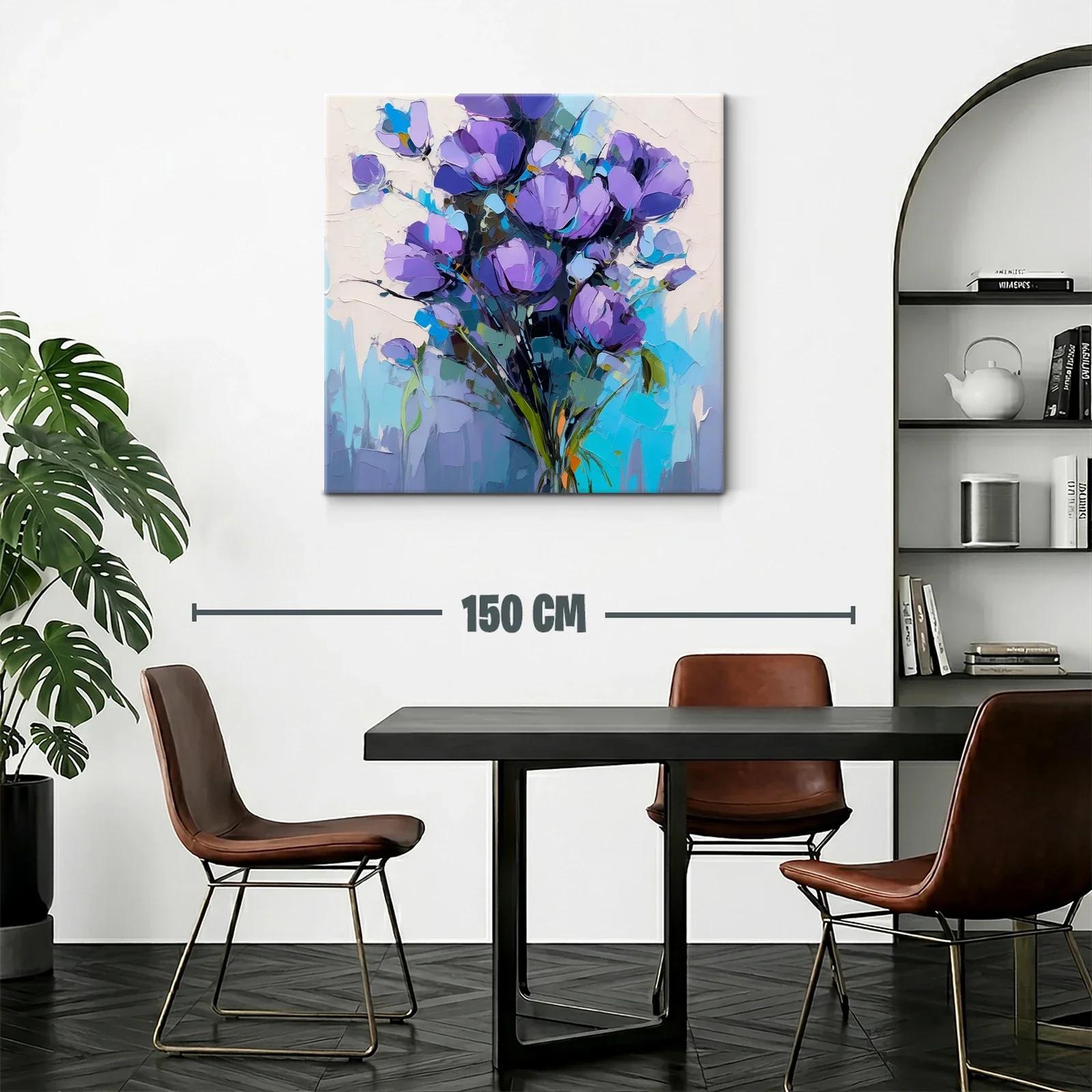 Ramo de flores violetas con fondo en tonos azules y blancos — miniatura 2