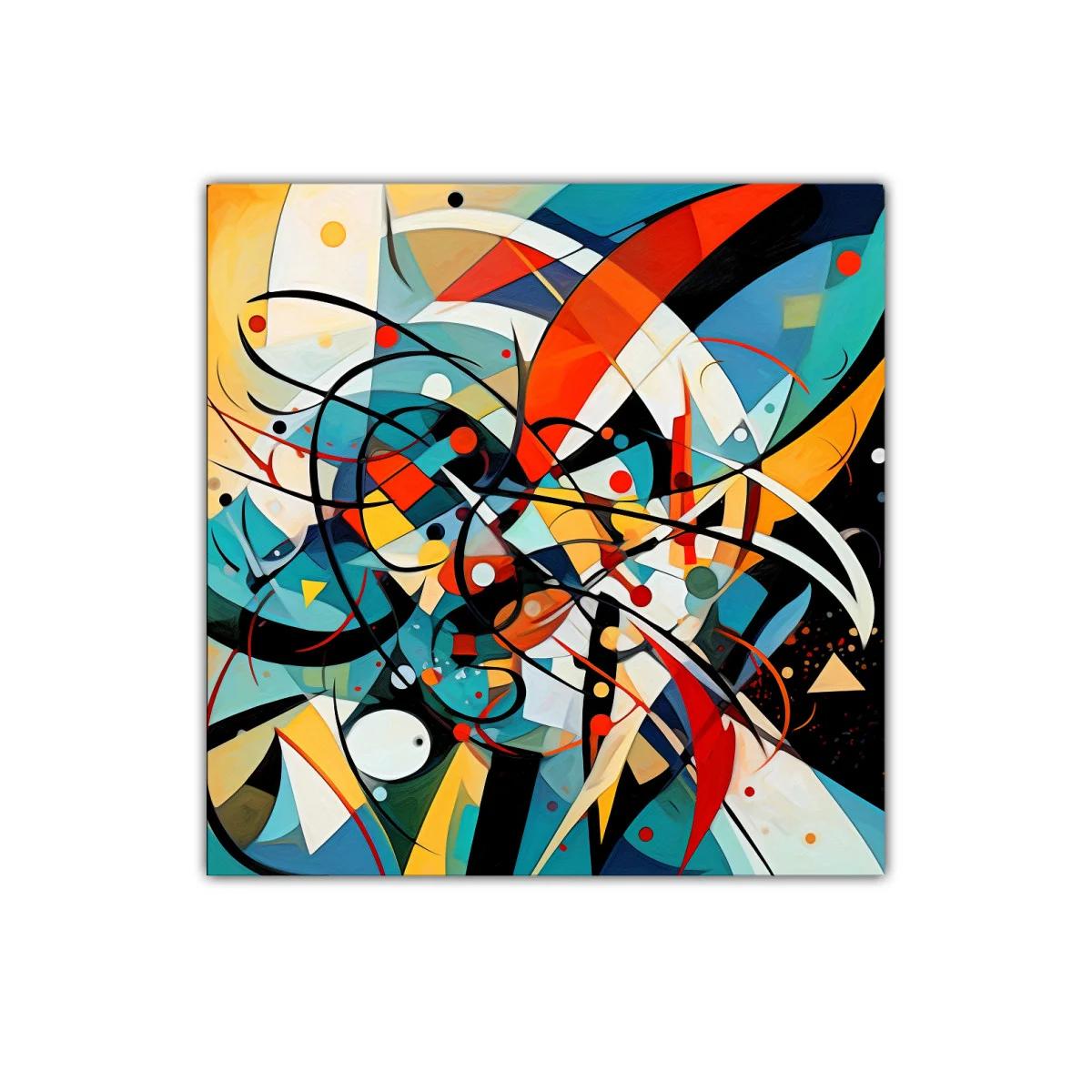Cuadro abstracto con líneas dinámicas y colores vibrantes — imagen principal
