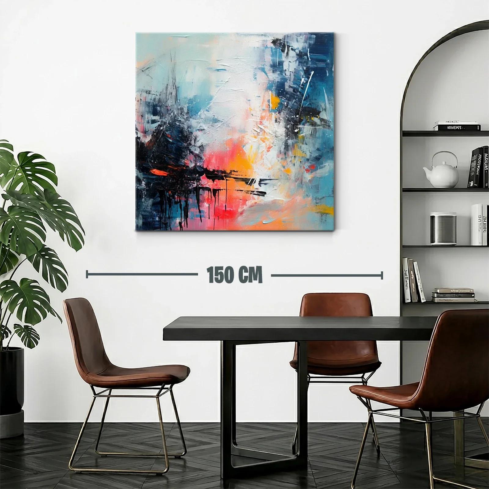 Arte abstracto vibrante con contraste de tonos cálidos y fríos — miniatura 2