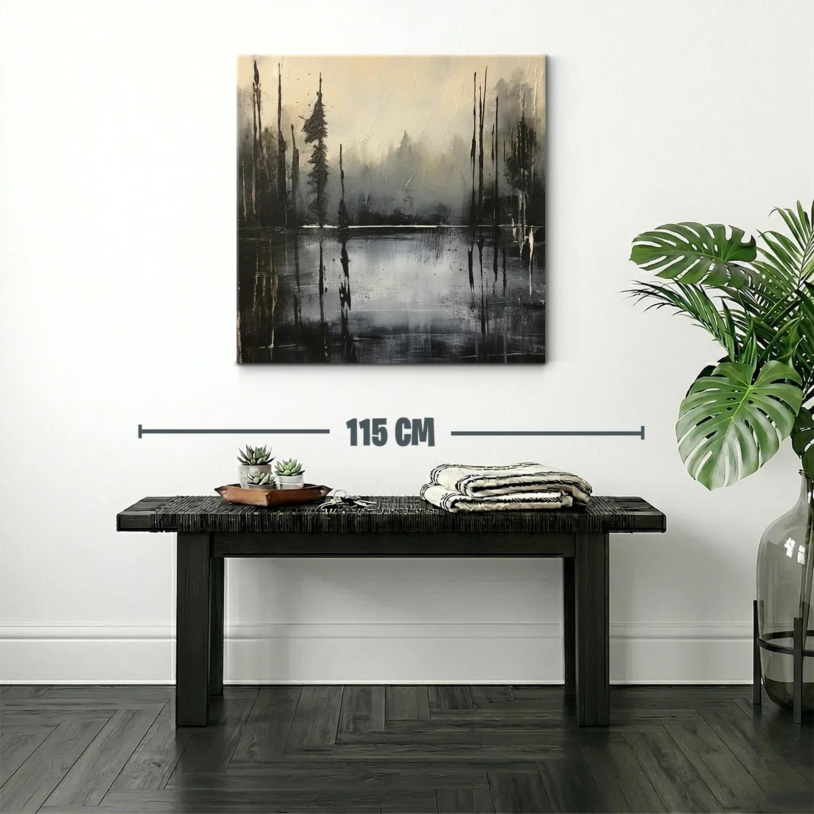 Paisaje abstracto en tonos grises y negros con reflejos — miniatura 2