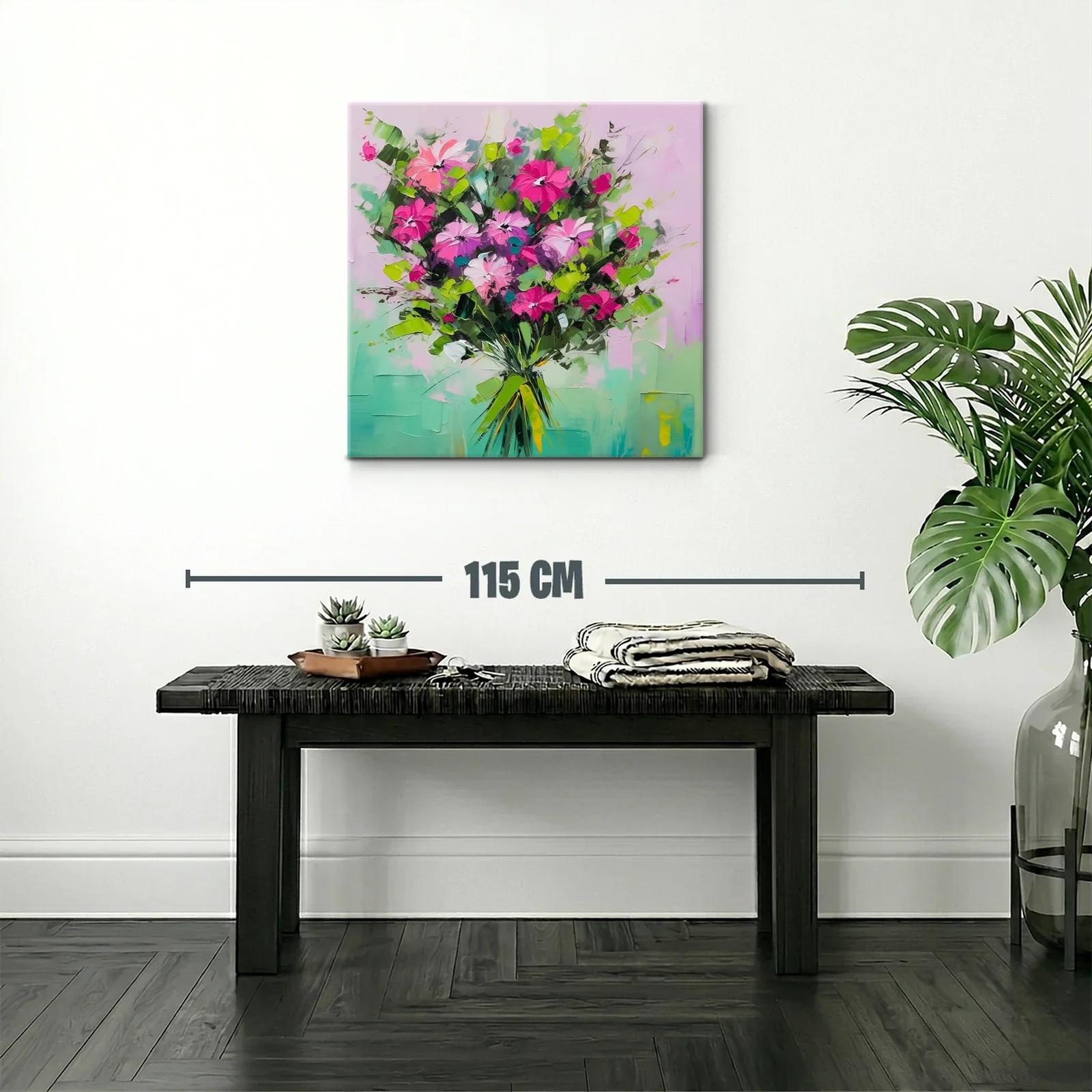 Ramo vibrante de flores en tonos verdes y fucsias — miniatura 2