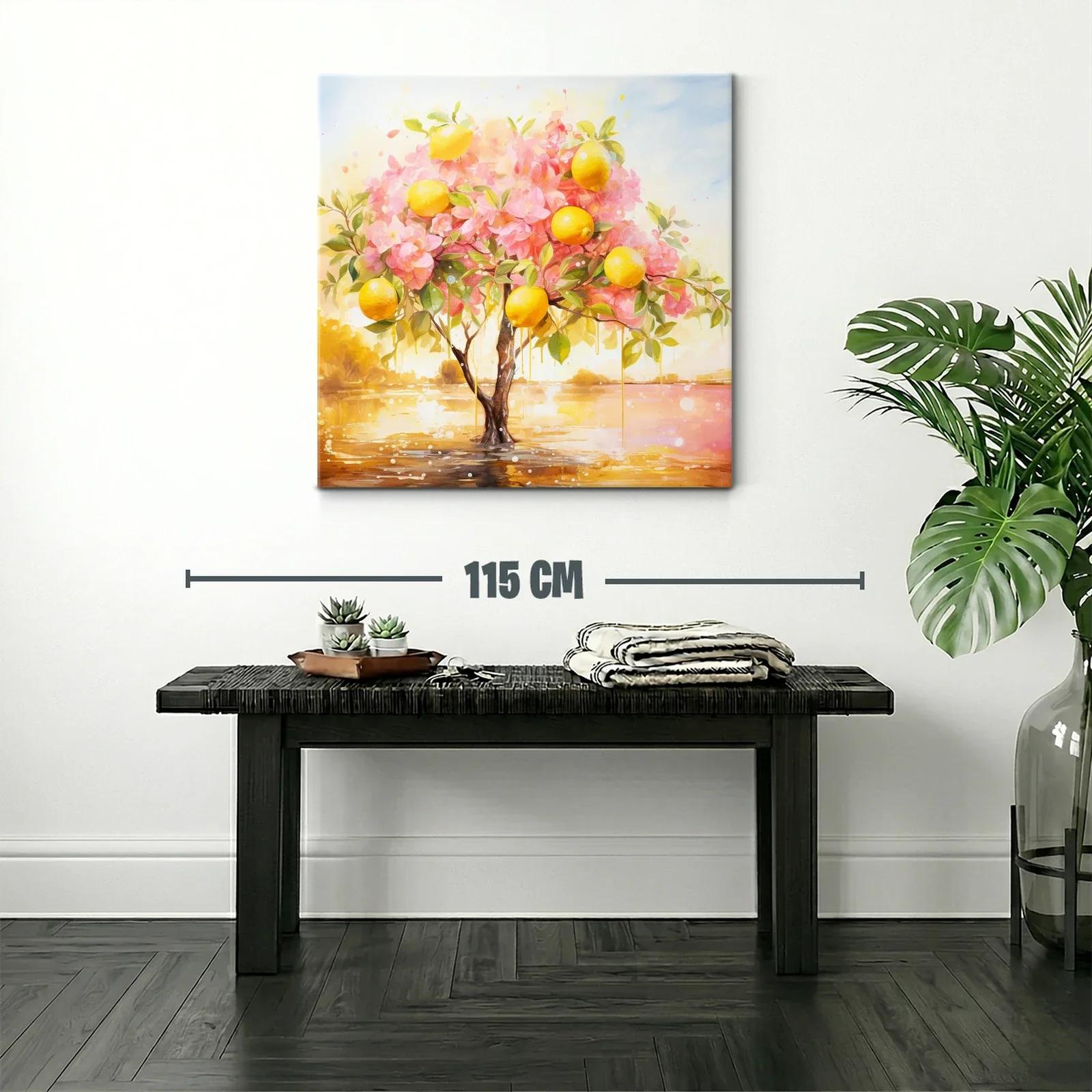 Árbol de limones con flores rosas en paisaje soleado — miniatura 2