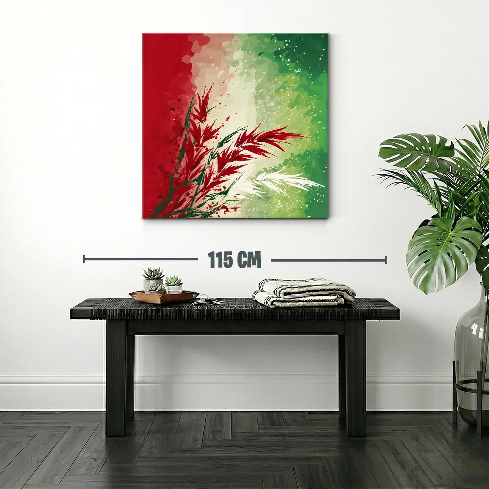 Composición abstracta en rojo verde y blanco vibrante — miniatura 2