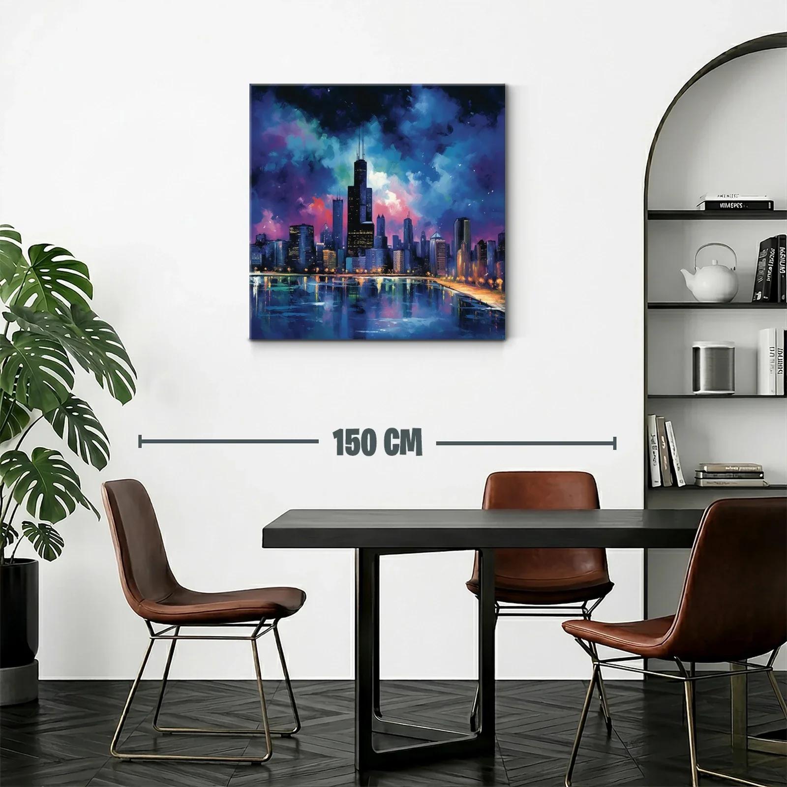 Ciudad nocturna con reflejos y cielo vibrante en azul y púrpura — miniatura 2