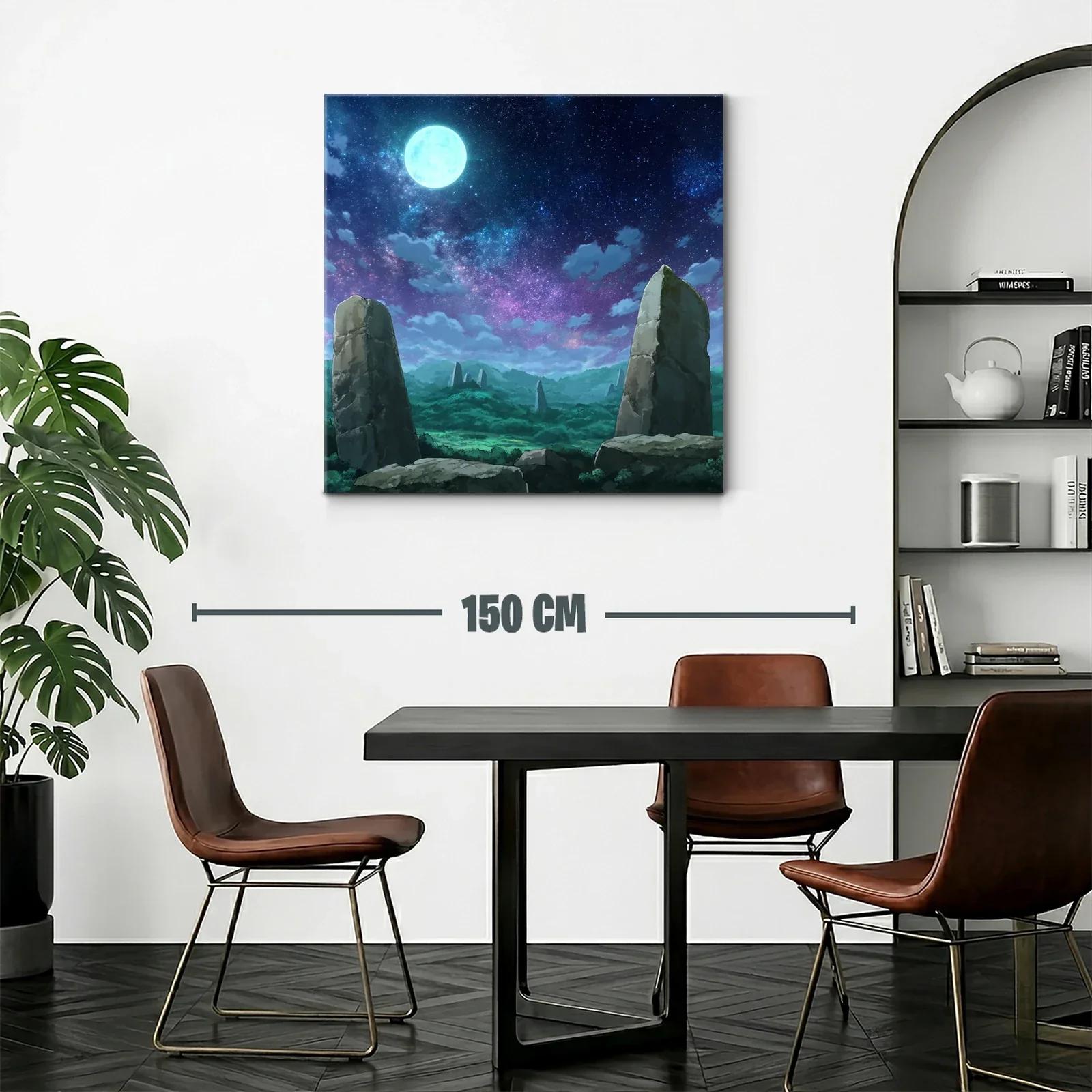 Paisaje nocturno con piedras monolíticas y cielo estrellado — miniatura 2