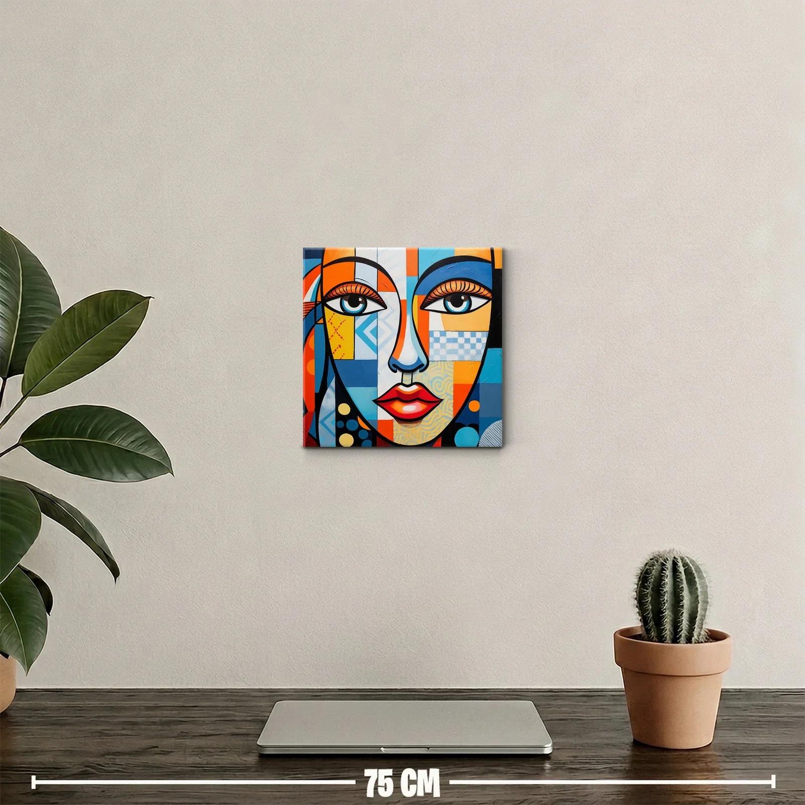 Cuadro moderno rostro femenino con colores vibrantes — miniatura 2
