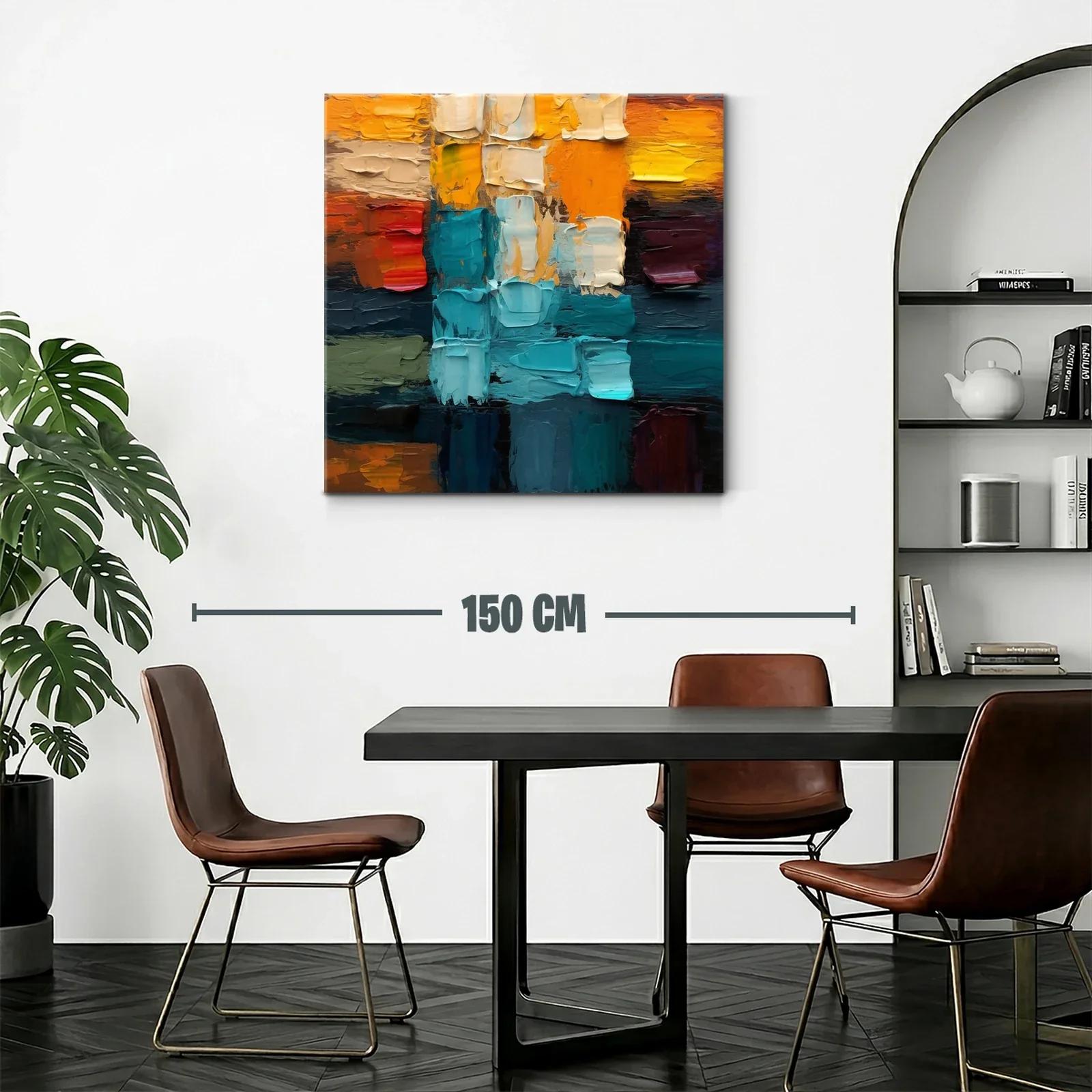 Composición abstracta en tonos cálidos y fríos vibrantes — miniatura 2