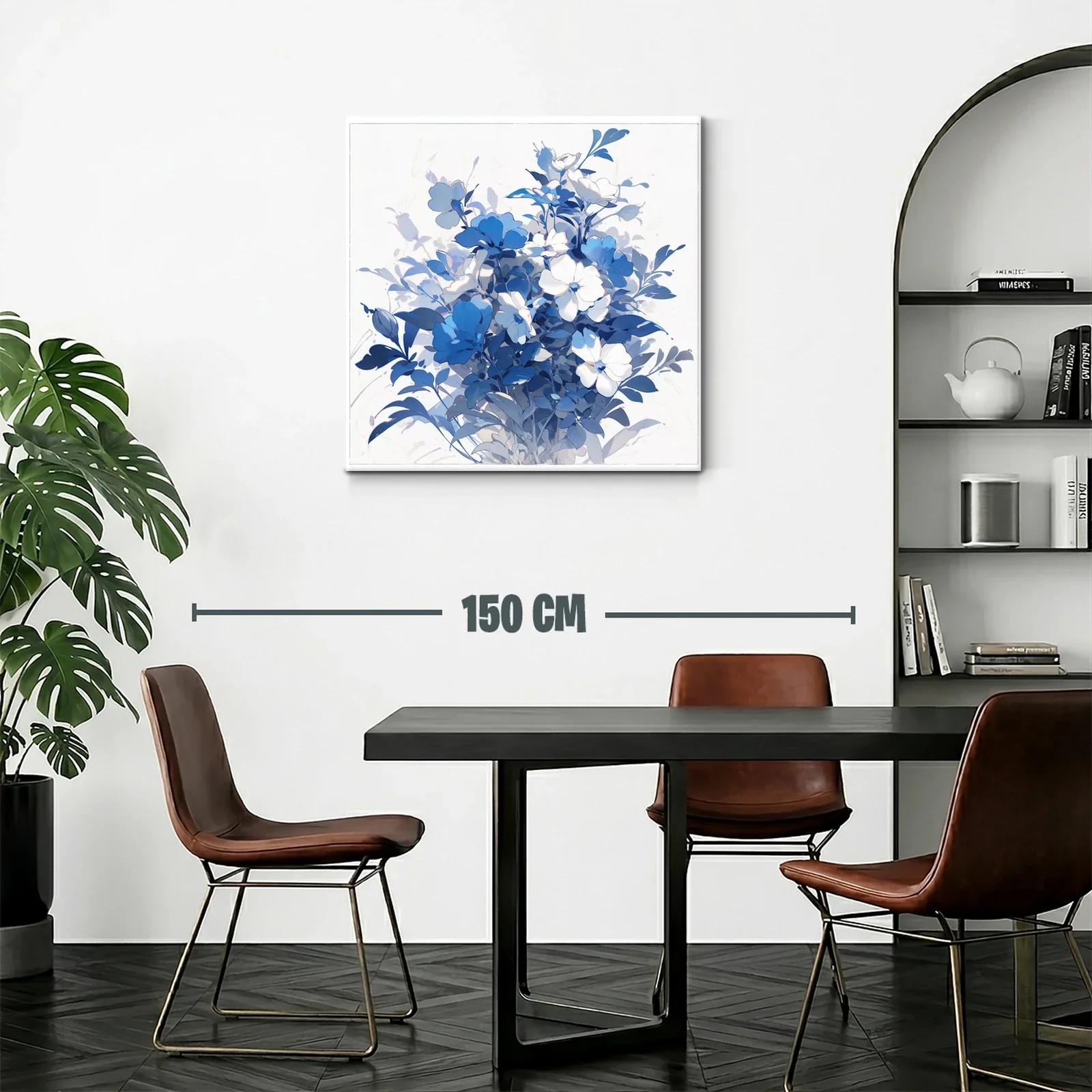 Cuadro floral en tonos azules y blancos elegante y sereno — miniatura 2