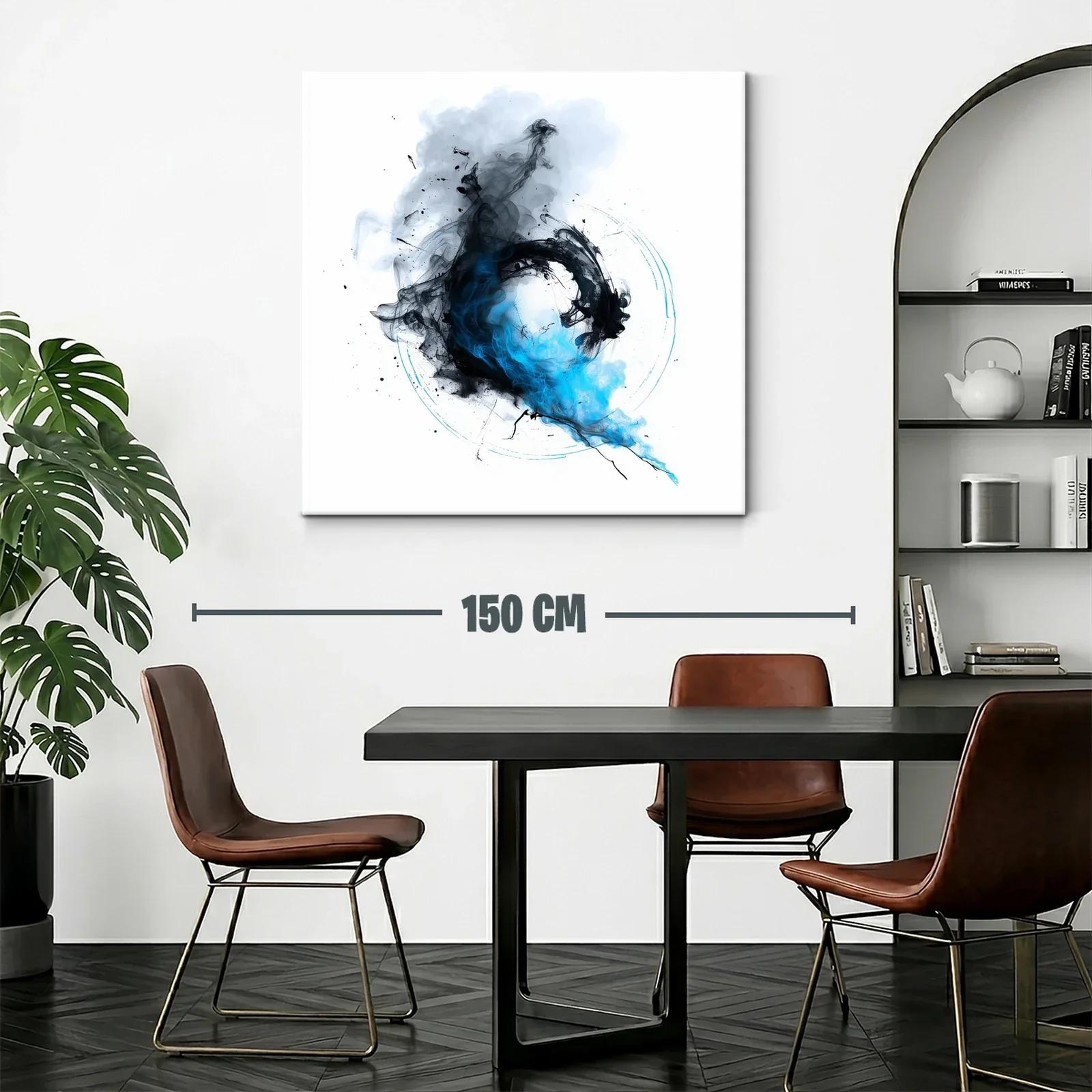 Cuadro abstracto con formas fluidas en azul y negro — miniatura 2
