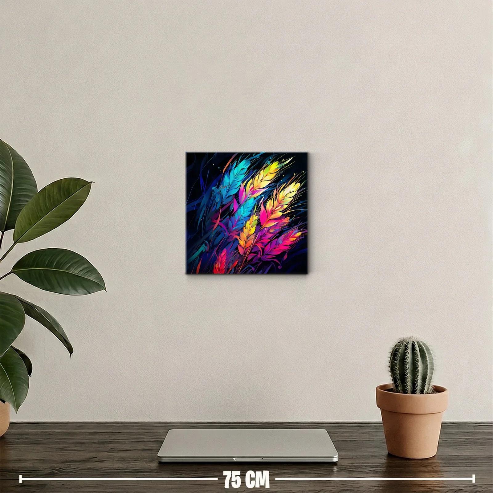 Cuadro abstracto con plumas de colores vibrantes — miniatura 2