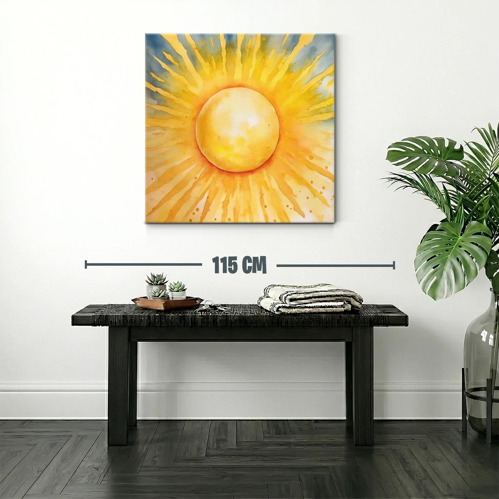 Cuadro vibrante con sol radiante en tonos cálidos — miniatura 2