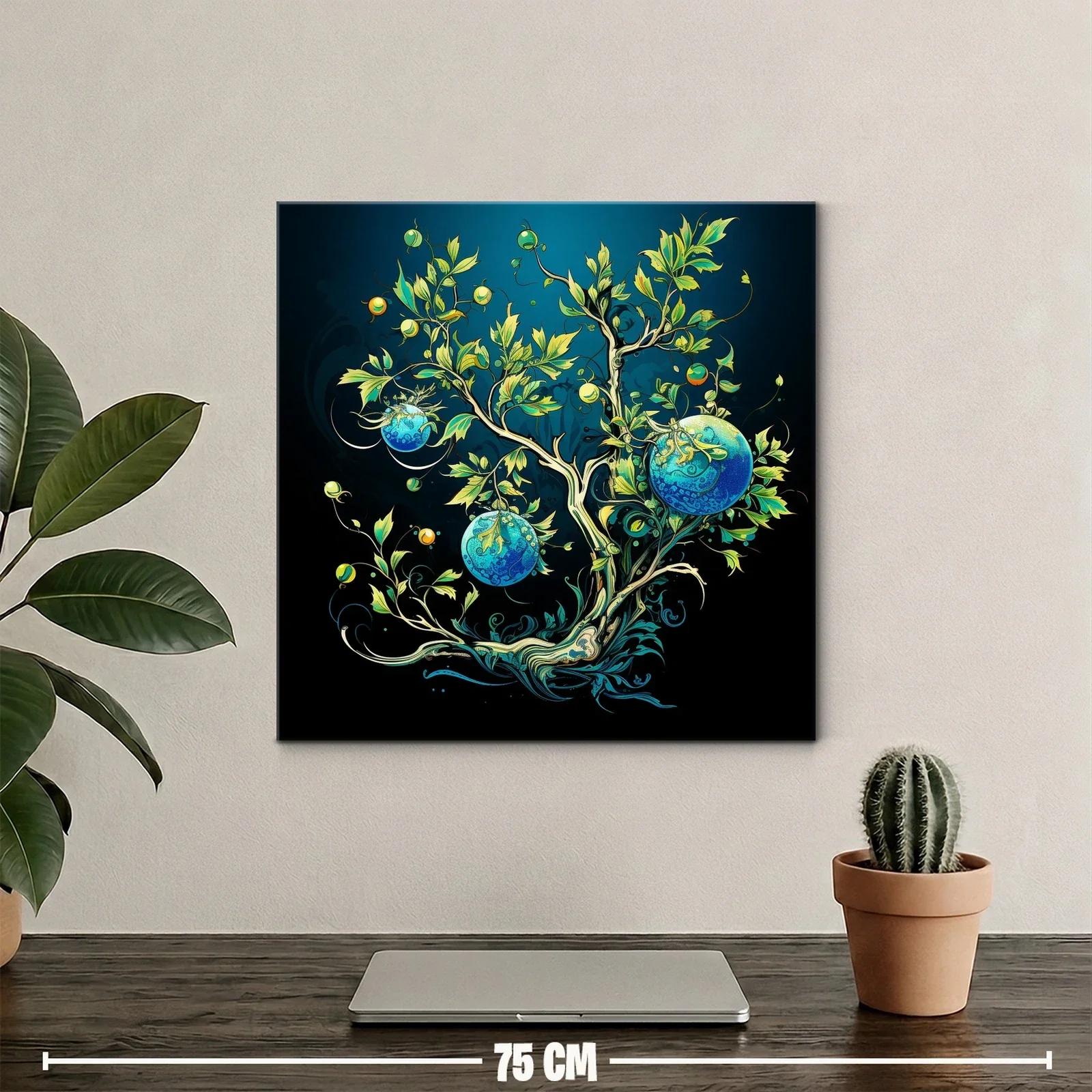 Árbol imaginario con esferas azules y tonos verdes vibrantes — miniatura 2