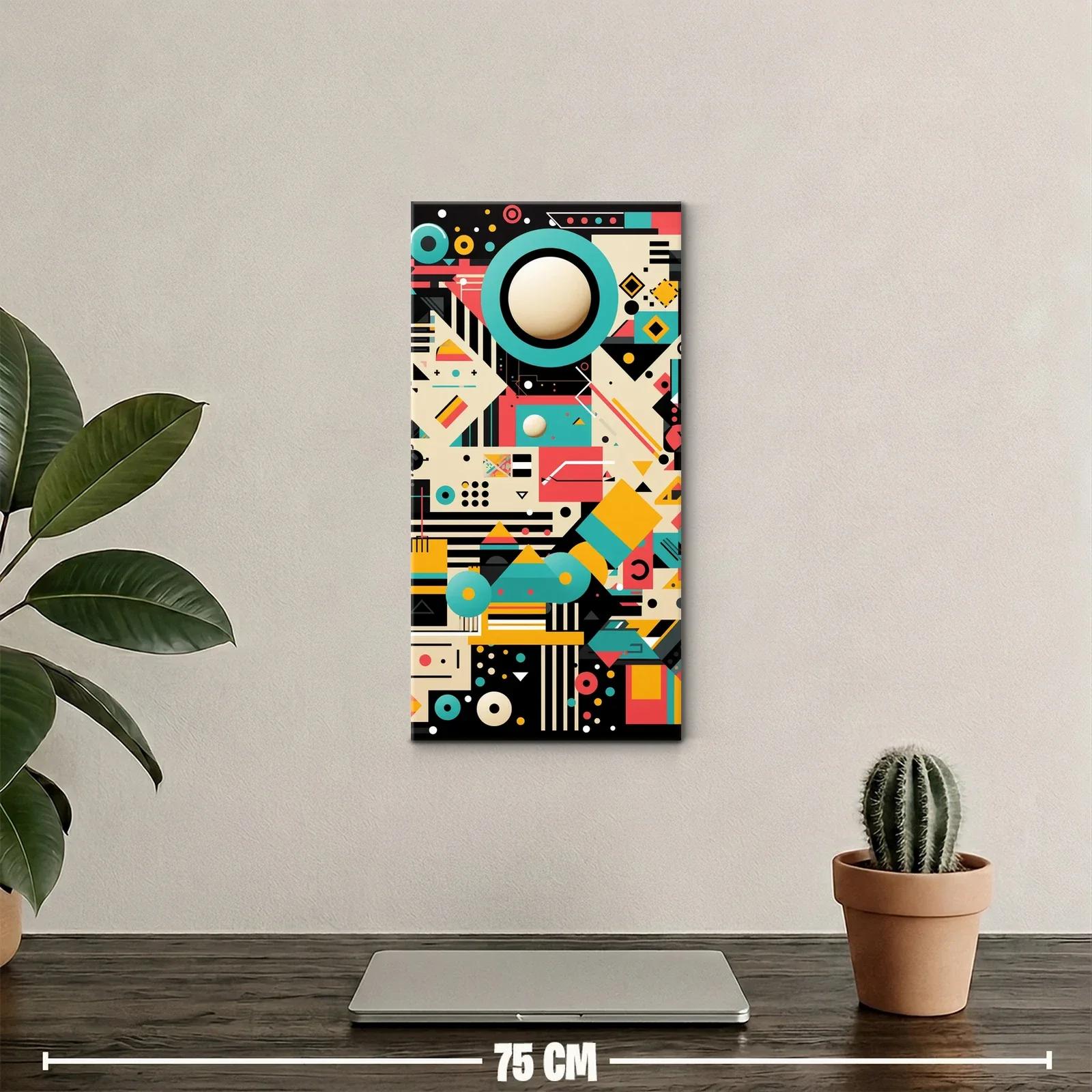 Cuadro abstracto geométrico con círculo turquesa — miniatura 2
