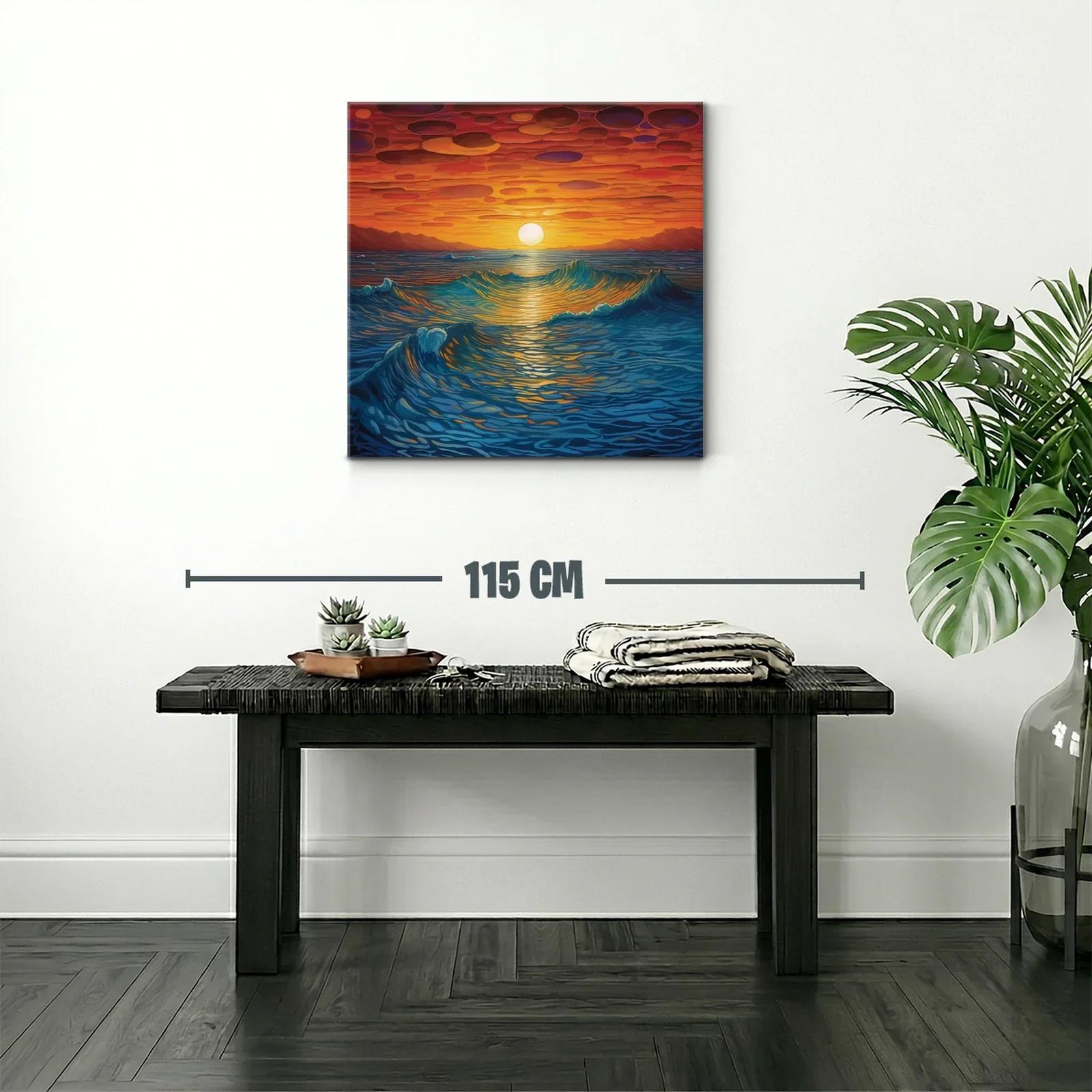 Atardecer vibrante sobre el mar con olas en movimiento — miniatura 2