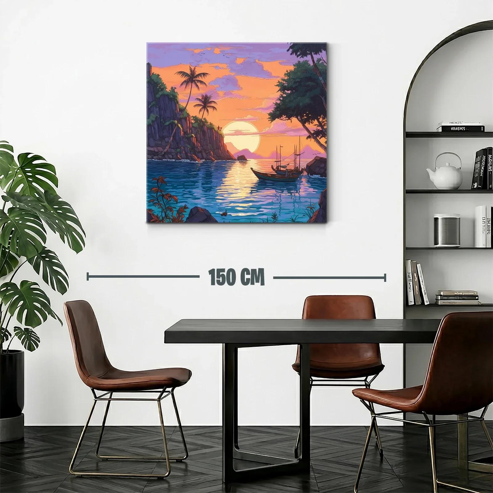 Atardecer tropical con barcas en paisajes serenos — miniatura 2