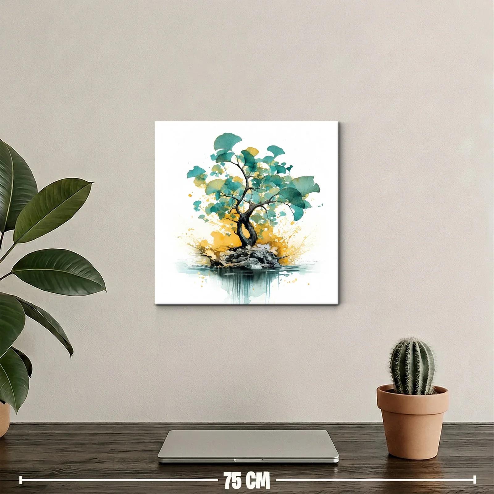 Árbol abstracto con hojas en tonos azules y amarillos — miniatura 2