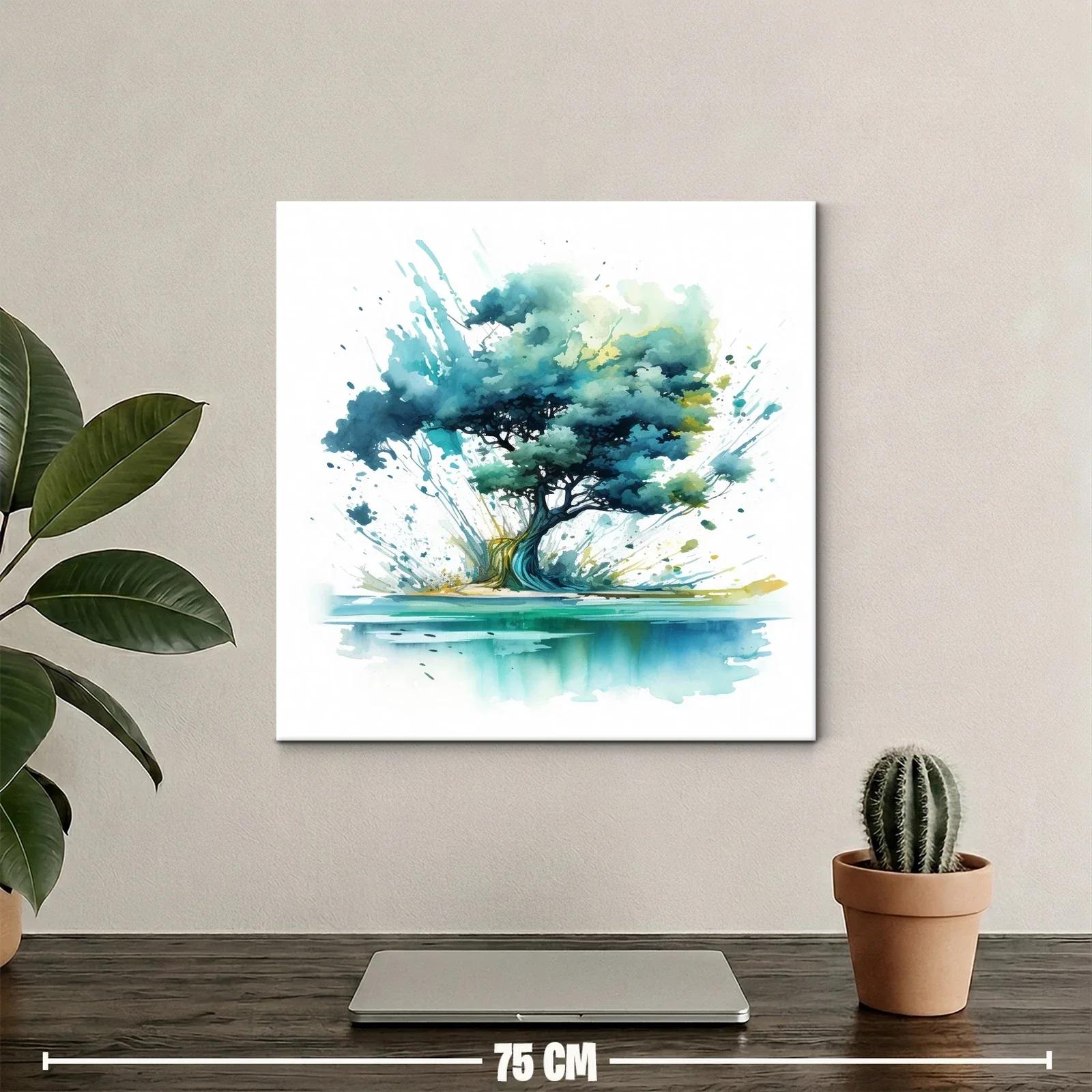 Árbol artístico con tonos azules y verdes vibrantes — miniatura 2