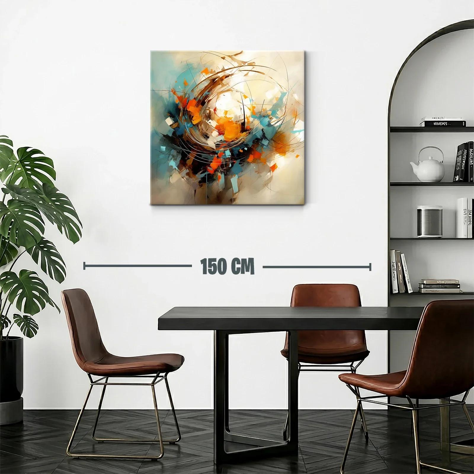 Cuadro abstracto con tonos cálidos y dinamismo vibrante — miniatura 2