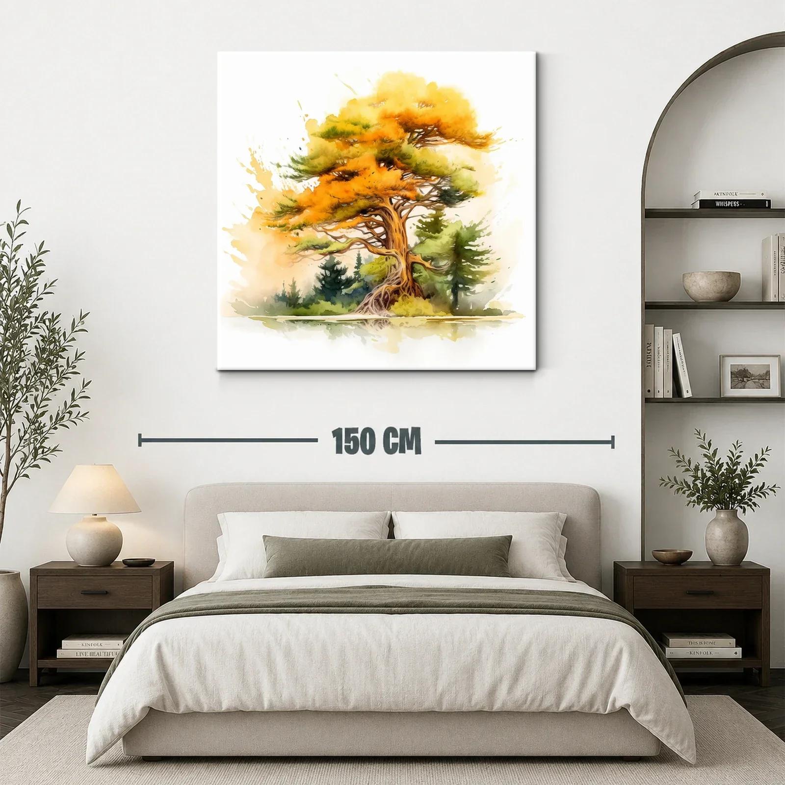 Árbol otoñal con tonos cálidos y verdes vibrantes — miniatura 3