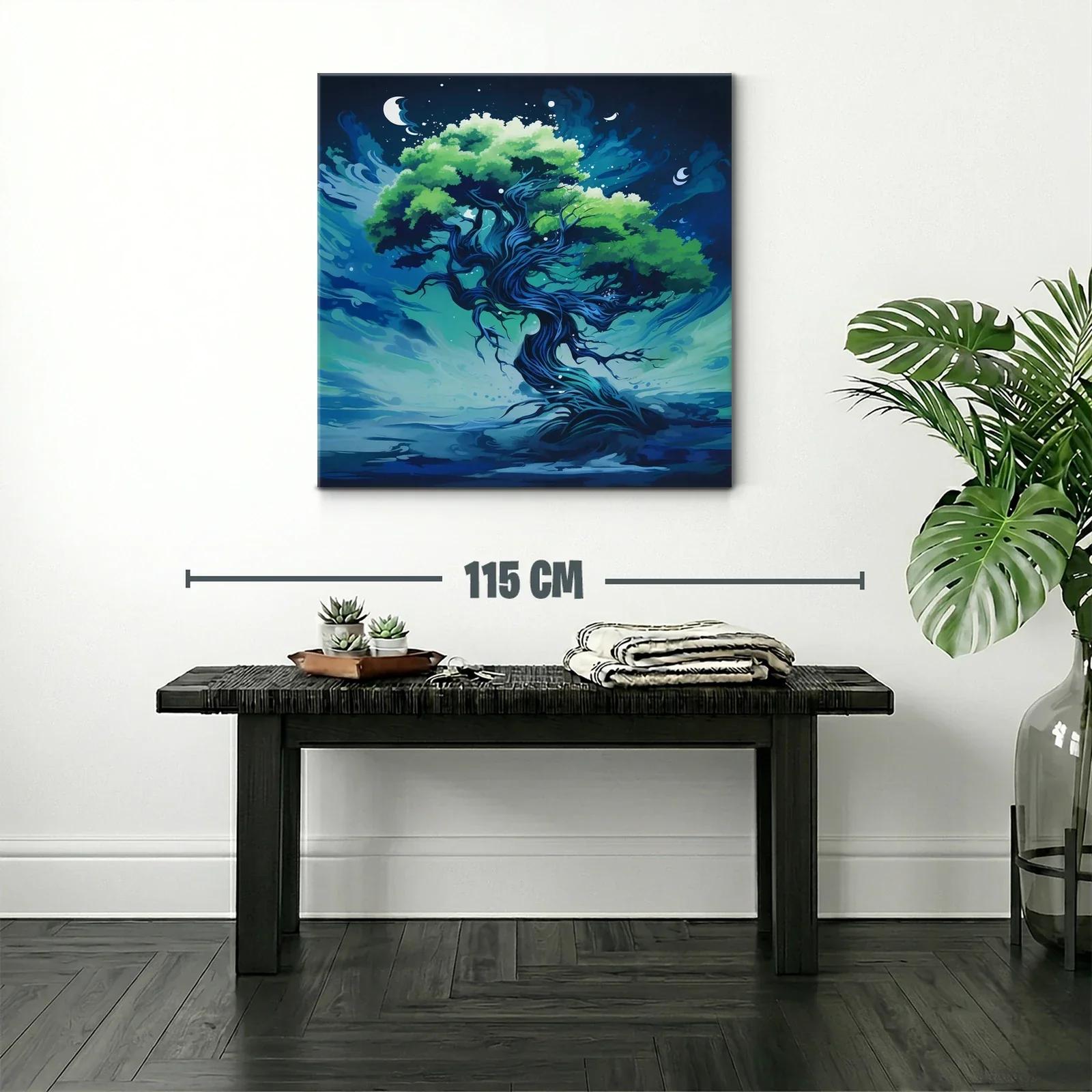 Árbol fantástico con tonos azulados y verdes vibrantes — miniatura 2