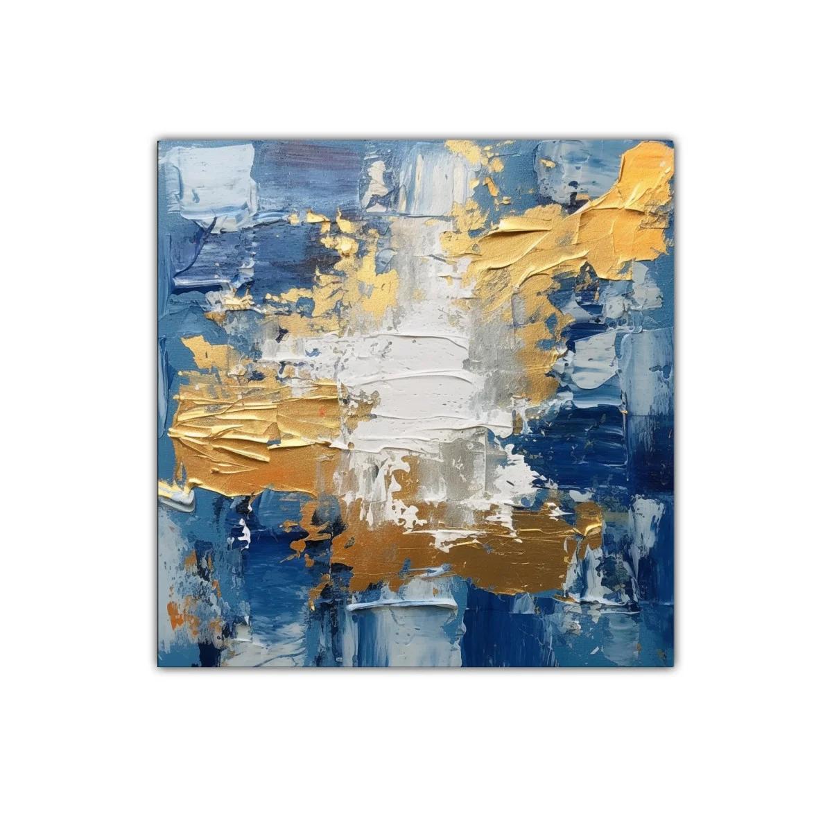 Composición abstracta en azul y dorado con texturas — miniatura 1