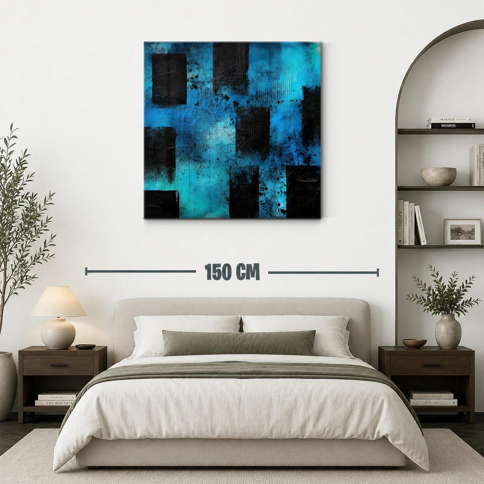 Cuadro abstracto en tonos azules y negros — miniatura 3