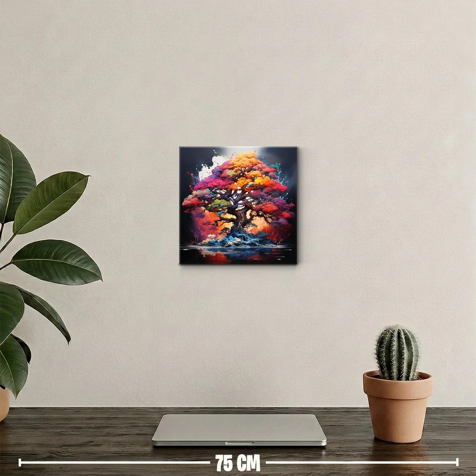 Árbol vibrante con follaje multicolor y reflejo mágico — miniatura 2