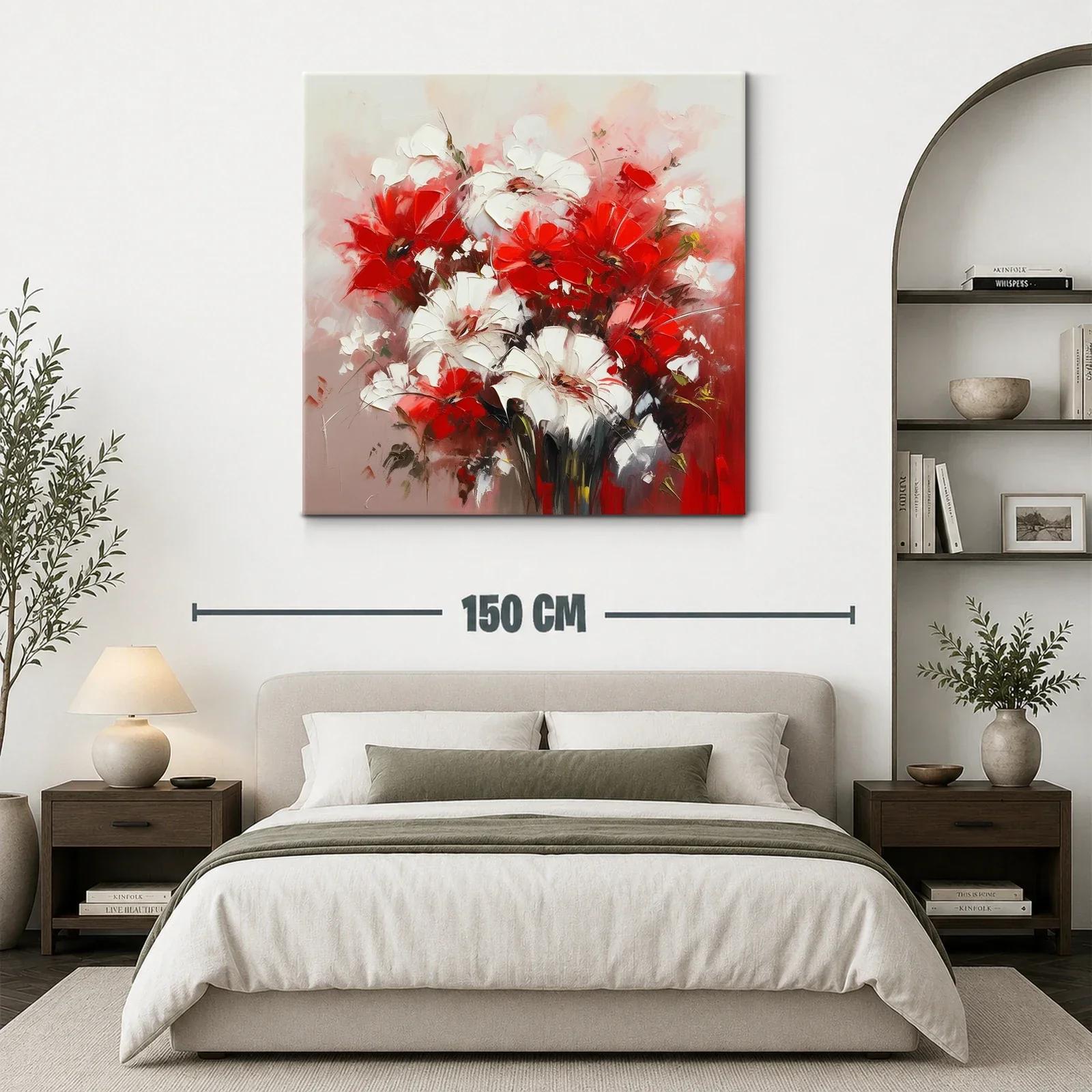 Flores vibrantes en rojo y blanco con fondo suave — miniatura 3
