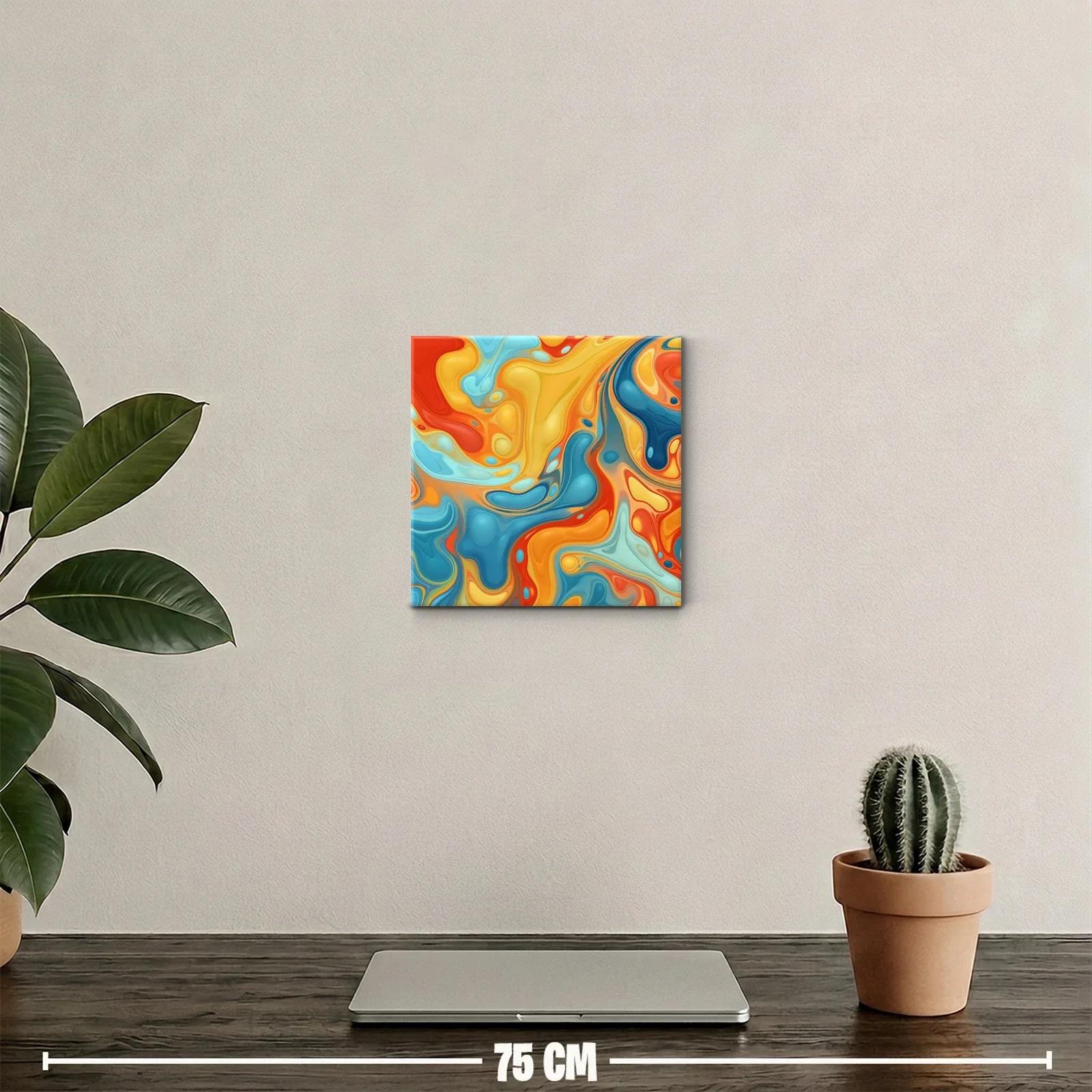 Cuadro decorativo abstracto con vibrantes tonos cálidos y fríos — miniatura 2