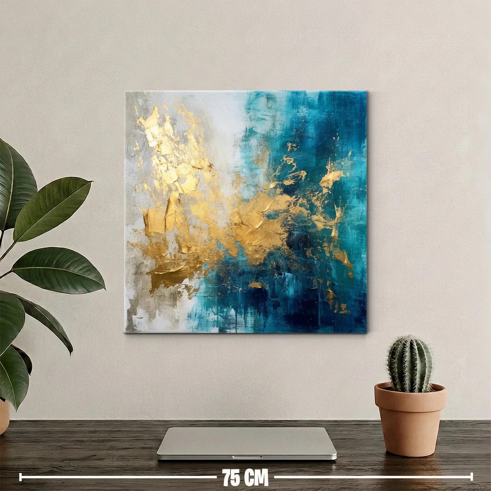 Composición abstracta en tonos azul y dorado elegante — miniatura 2