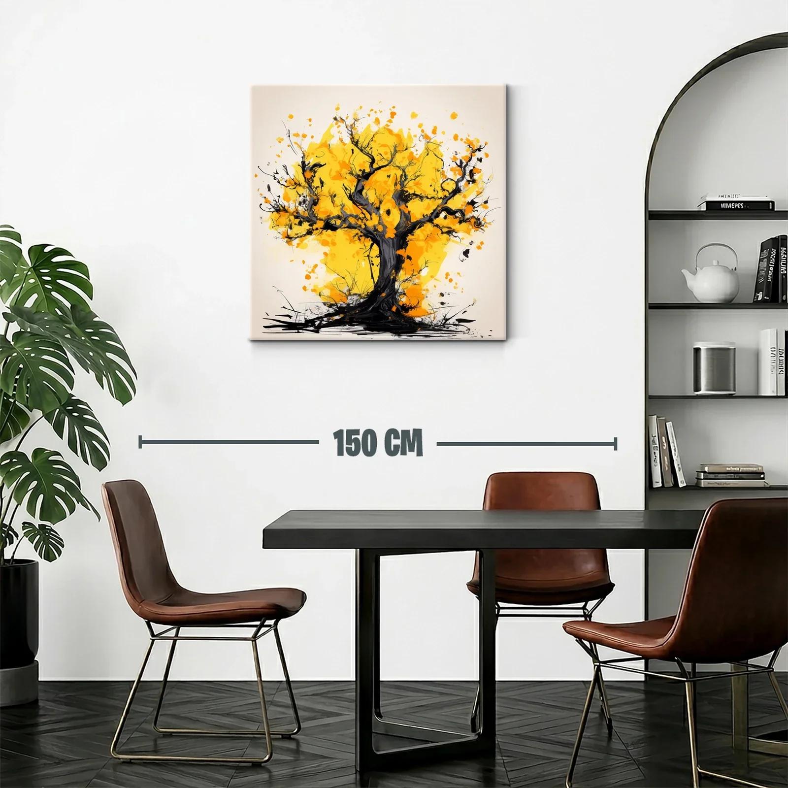 Árbol vibrante con hojas doradas en composición expresiva — miniatura 2