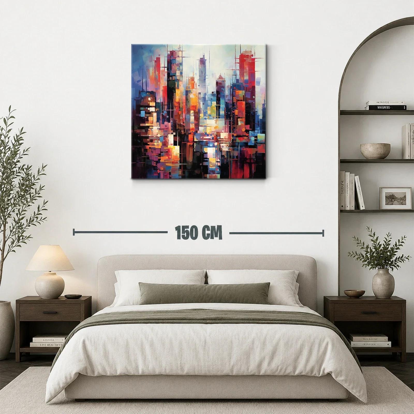 Ciudad vibrante con tonos cálidos y fríos contrastantes — miniatura 3