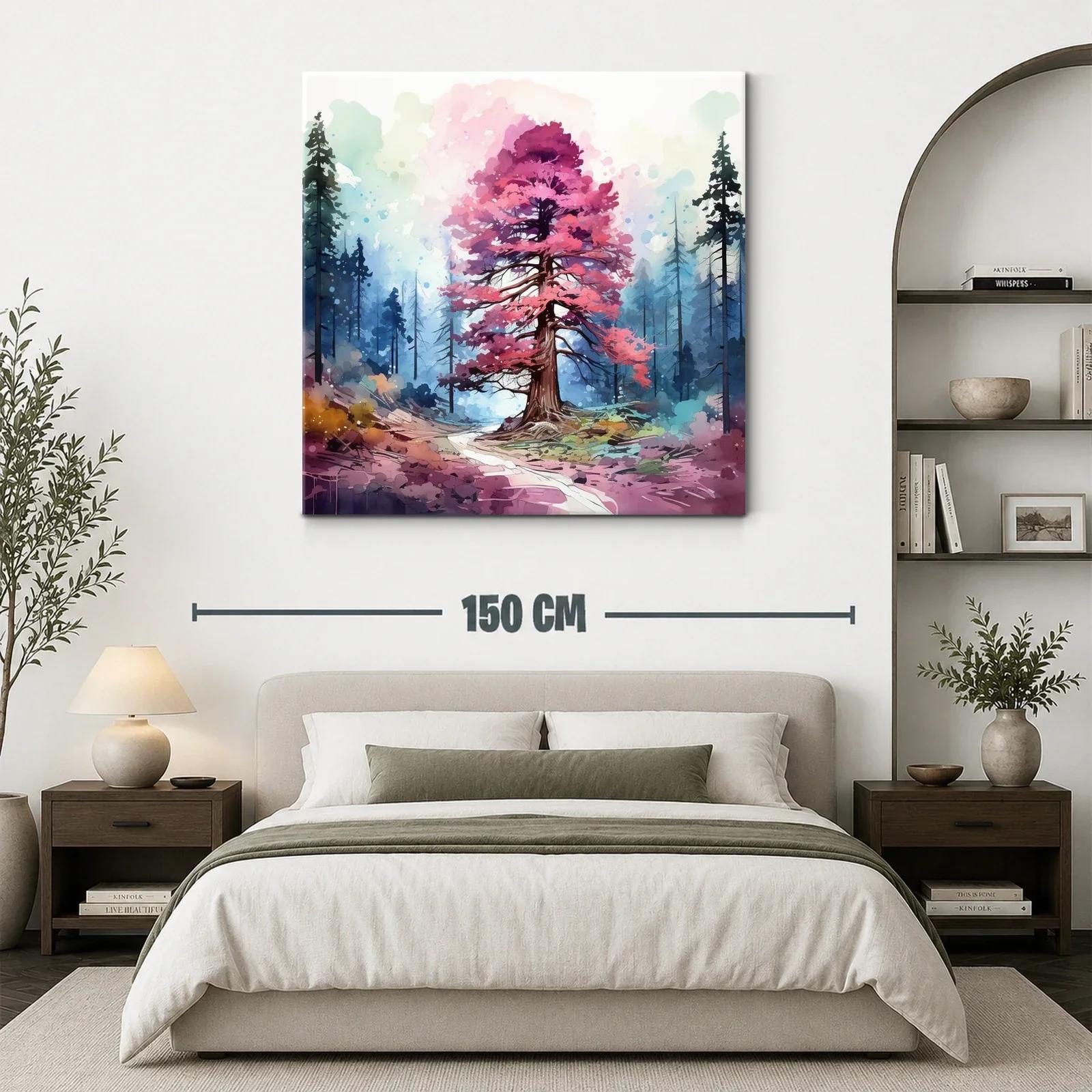 Árbol rosa en bosque de ensueño y tonos vibrantes — miniatura 3