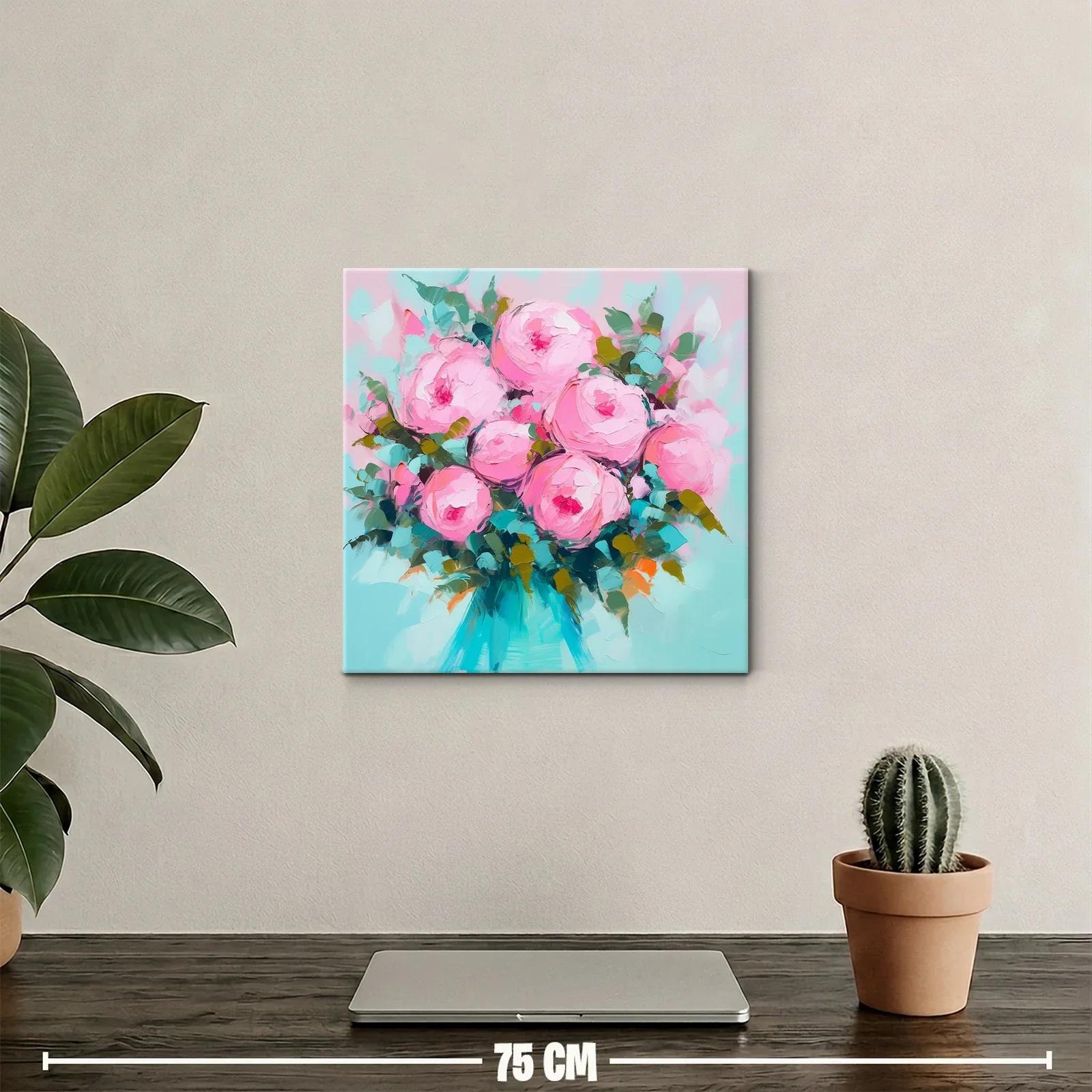 Ramo de rosas rosas vibrantes con follaje fresco — miniatura 2