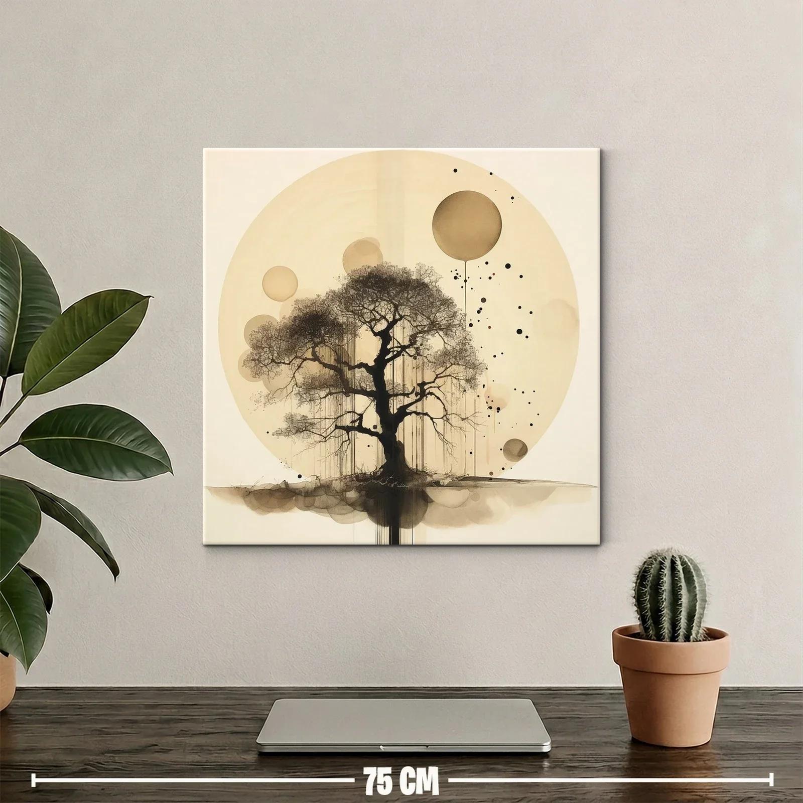 Árbol abstracto con círculos en tonos sepia — miniatura 2