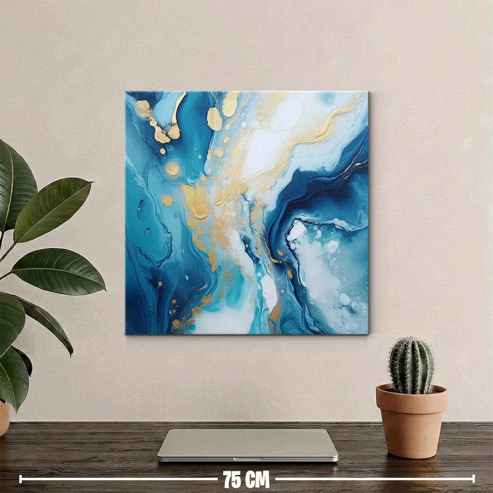 Cuadro abstracto en tonos azules y dorados elegantes — miniatura 2
