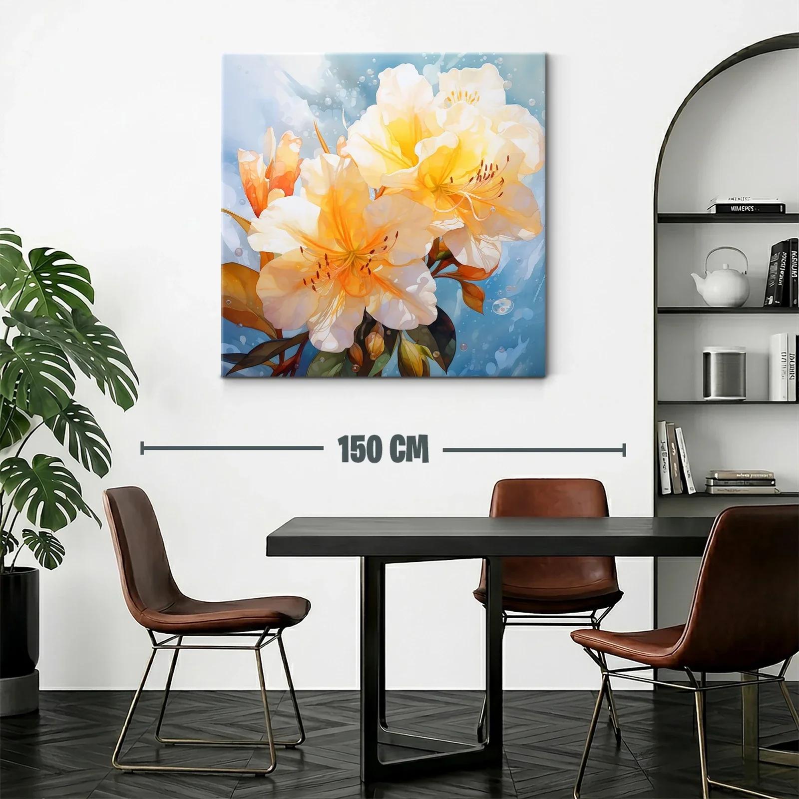 Cuadro floral con tonos cálidos y frescura acuática — miniatura 2
