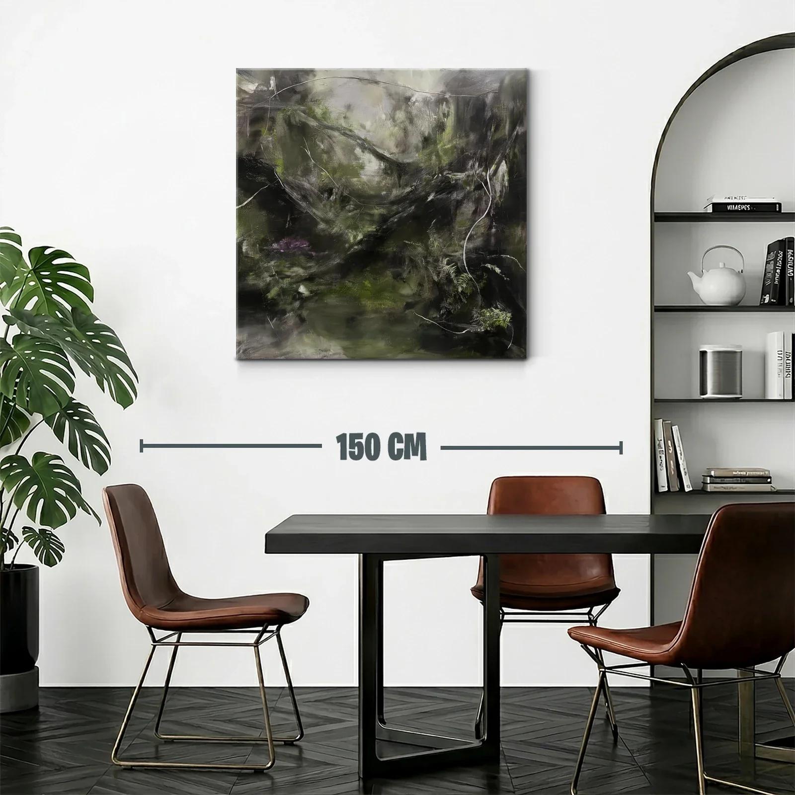 Paisaje abstracto con tonos oscuros y verdes naturales — miniatura 2