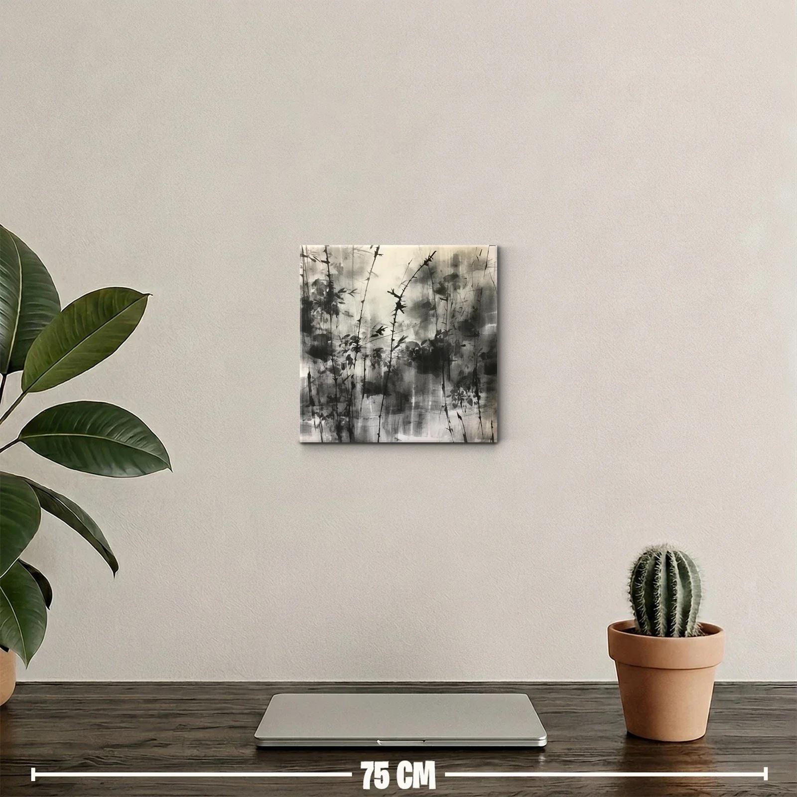 Arte abstracto con ramas en tonos grises y negros — miniatura 2