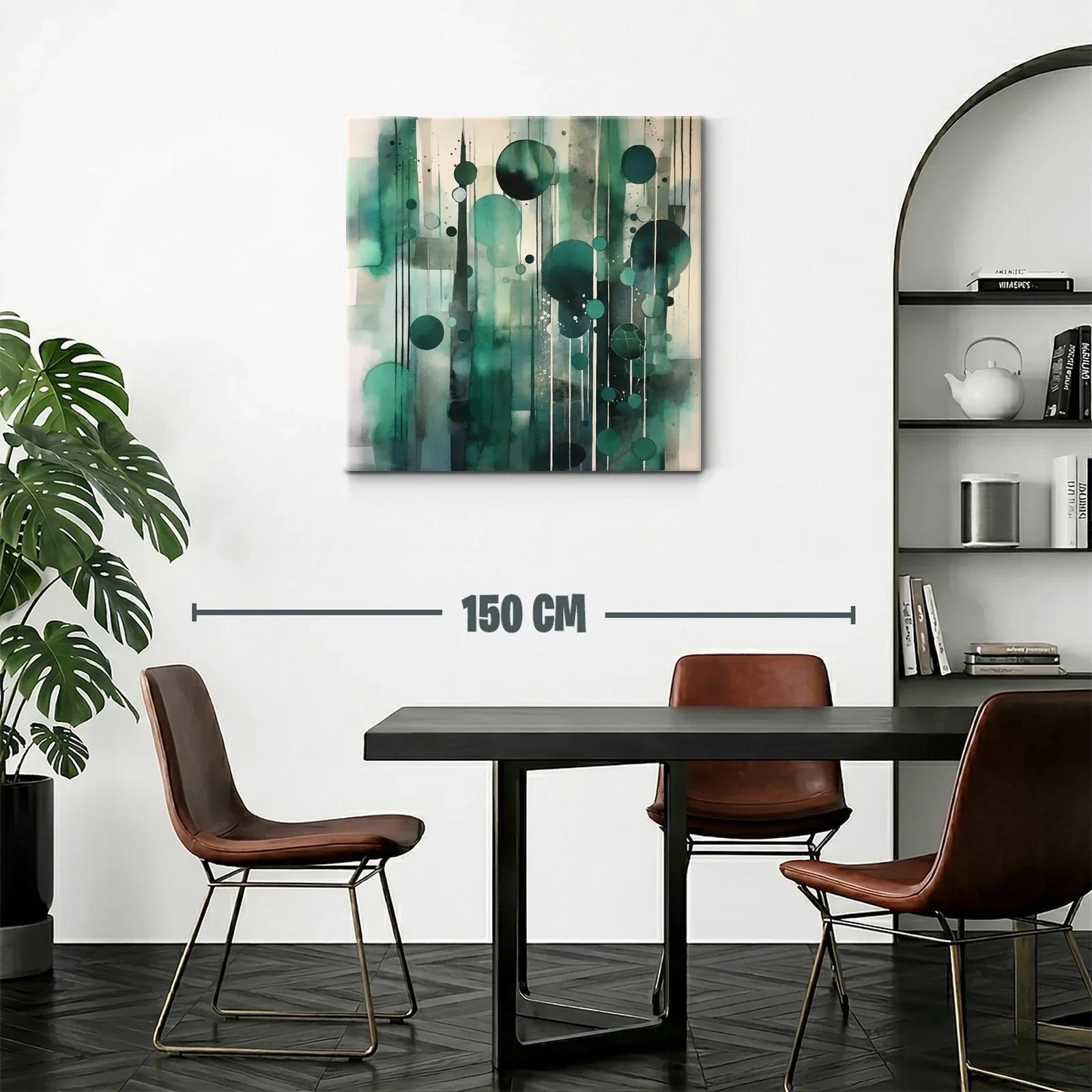 Composición abstracta de círculos y líneas en tonos verdes — miniatura 2
