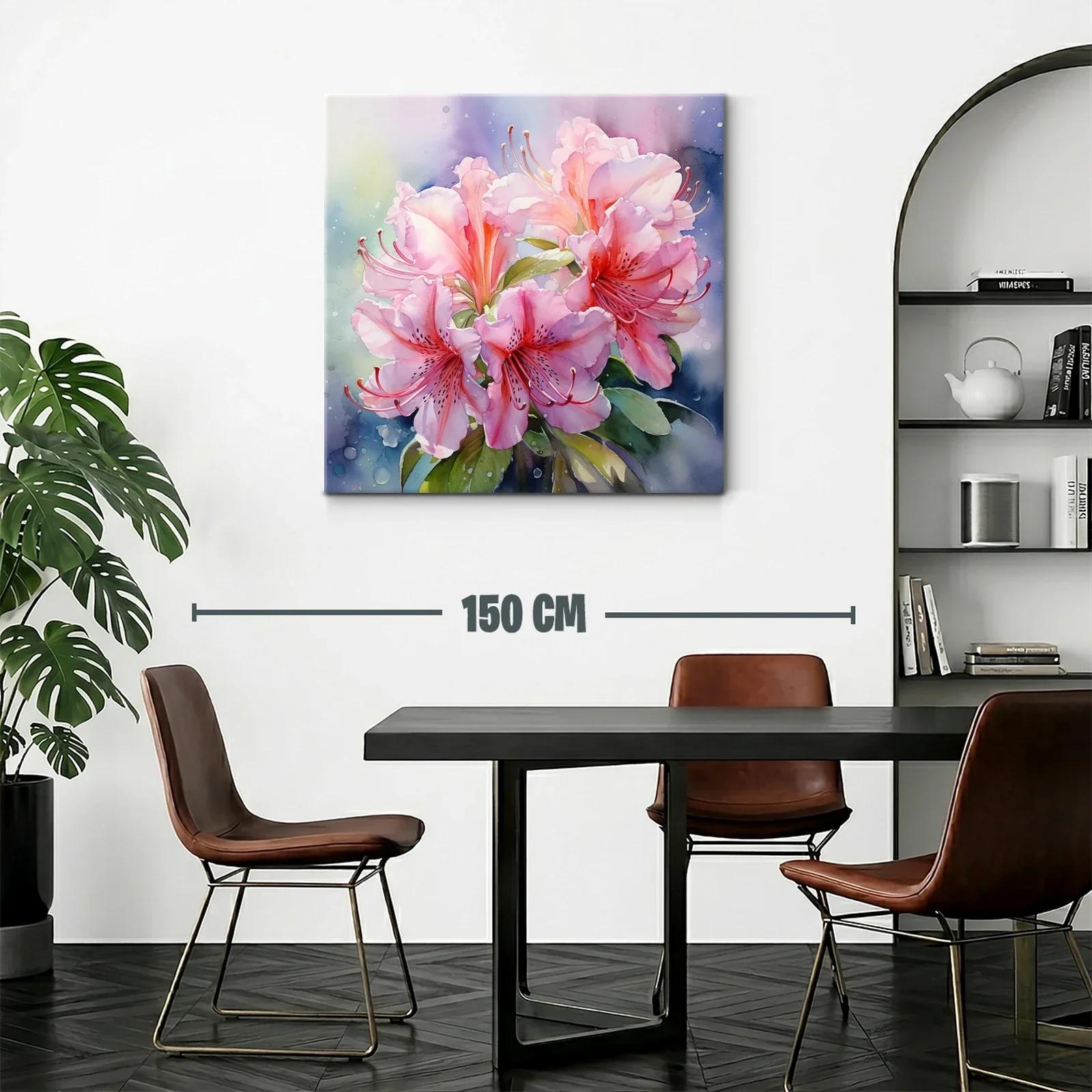 Cuadro floral con lirios rosas en acuarela delicada — miniatura 2
