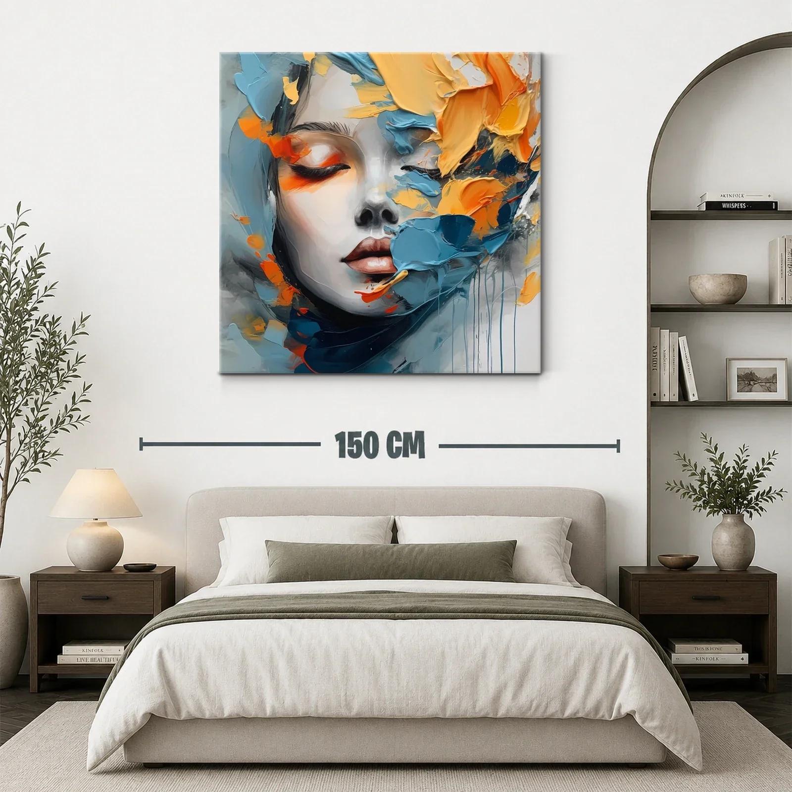 Retrato abstracto femenino con vibrantes tonos azul y naranja — miniatura 3