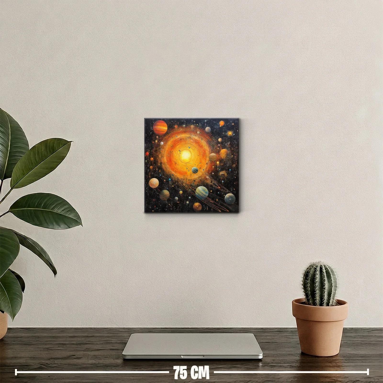 Cuadro Galaxia Vibrante con Planetas y Sol Radiante — miniatura 2