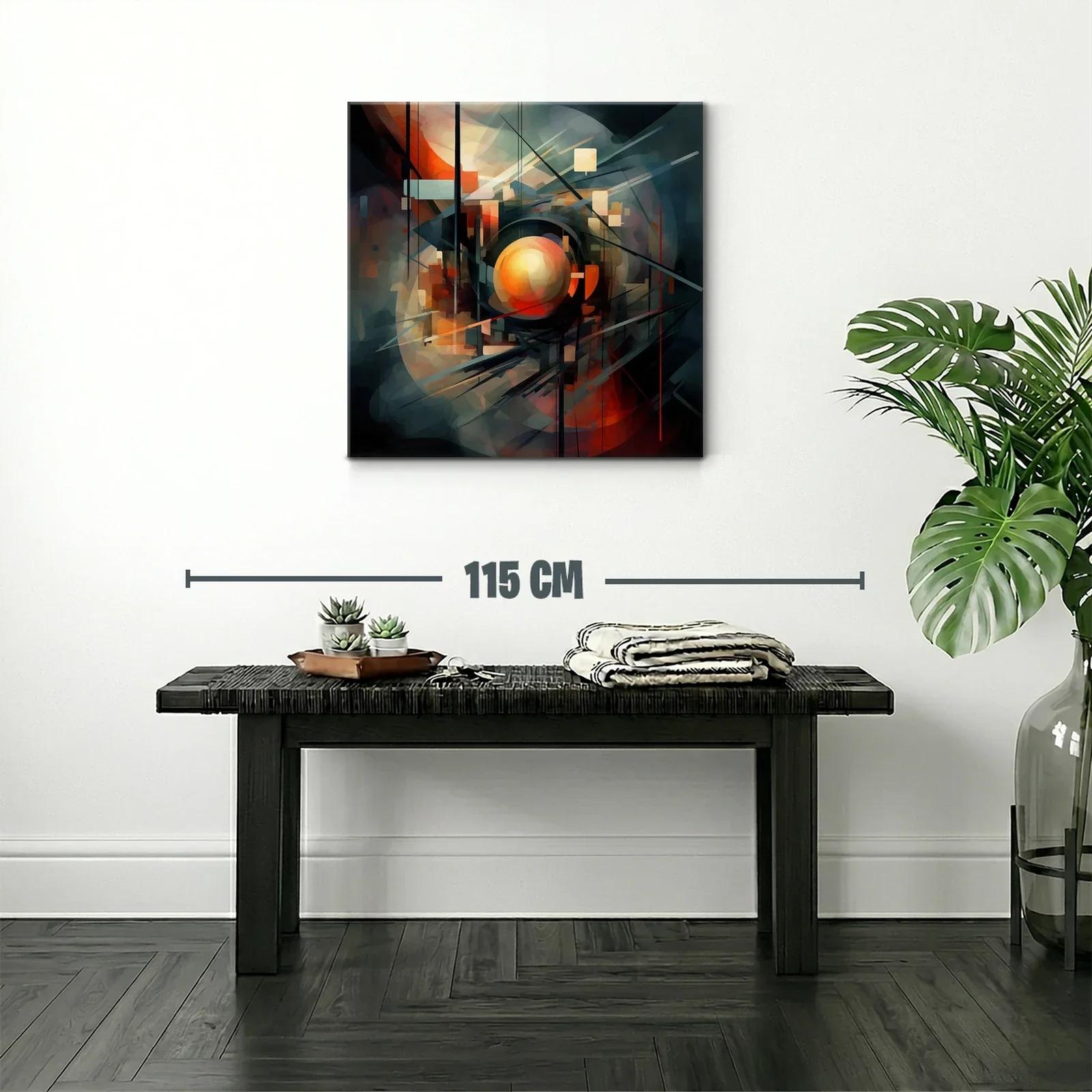 Composición abstracta con esfera central en tonos cálidos — miniatura 2
