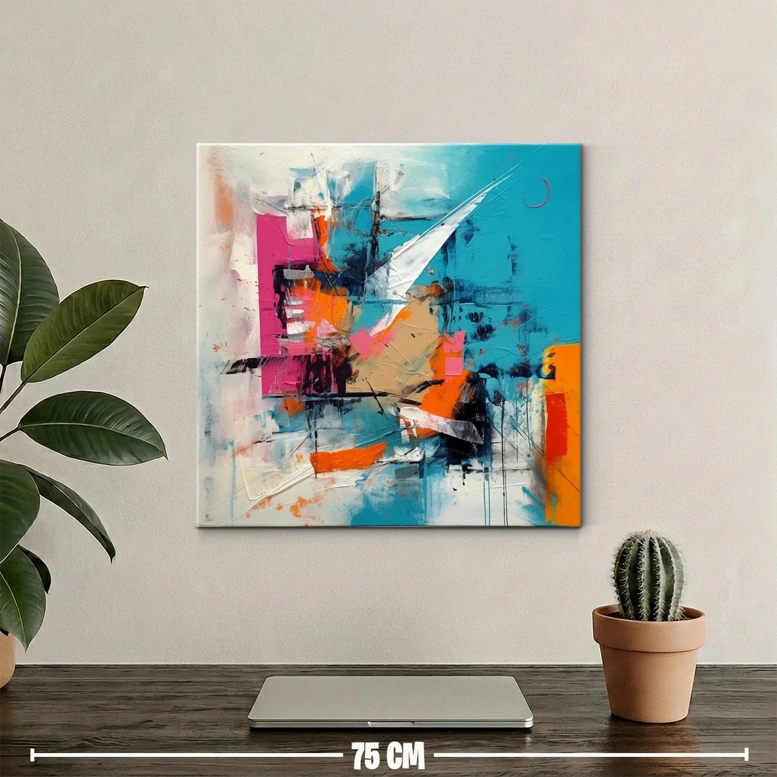 Composición abstracta con vibrantes tonos turquesa y naranja — miniatura 2