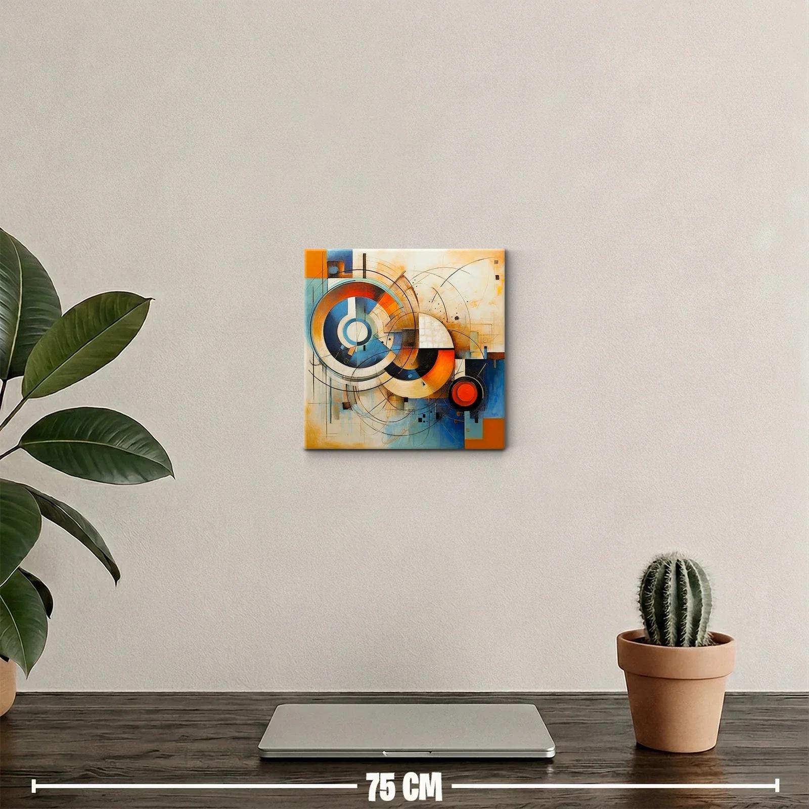 Composición geométrica con círculos en tonos cálidos y azules — miniatura 2